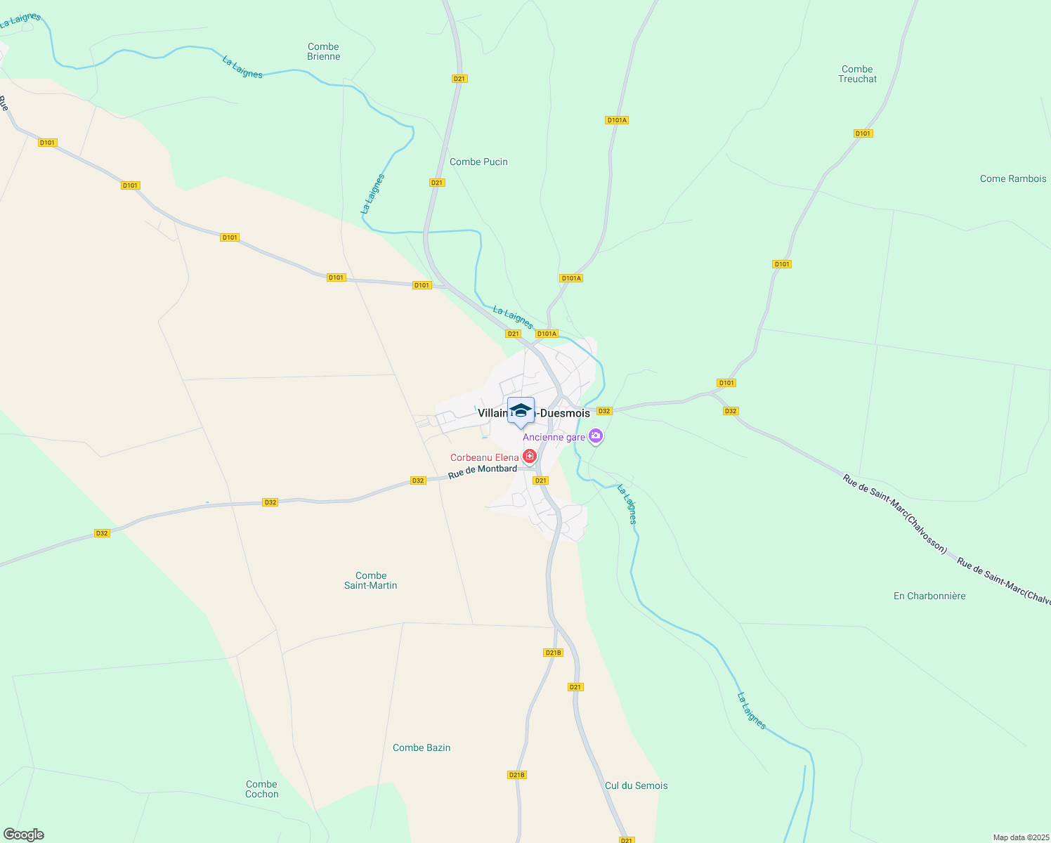 map of restaurants, bars, coffee shops, grocery stores, and more near in Villaines-en-Duesmois