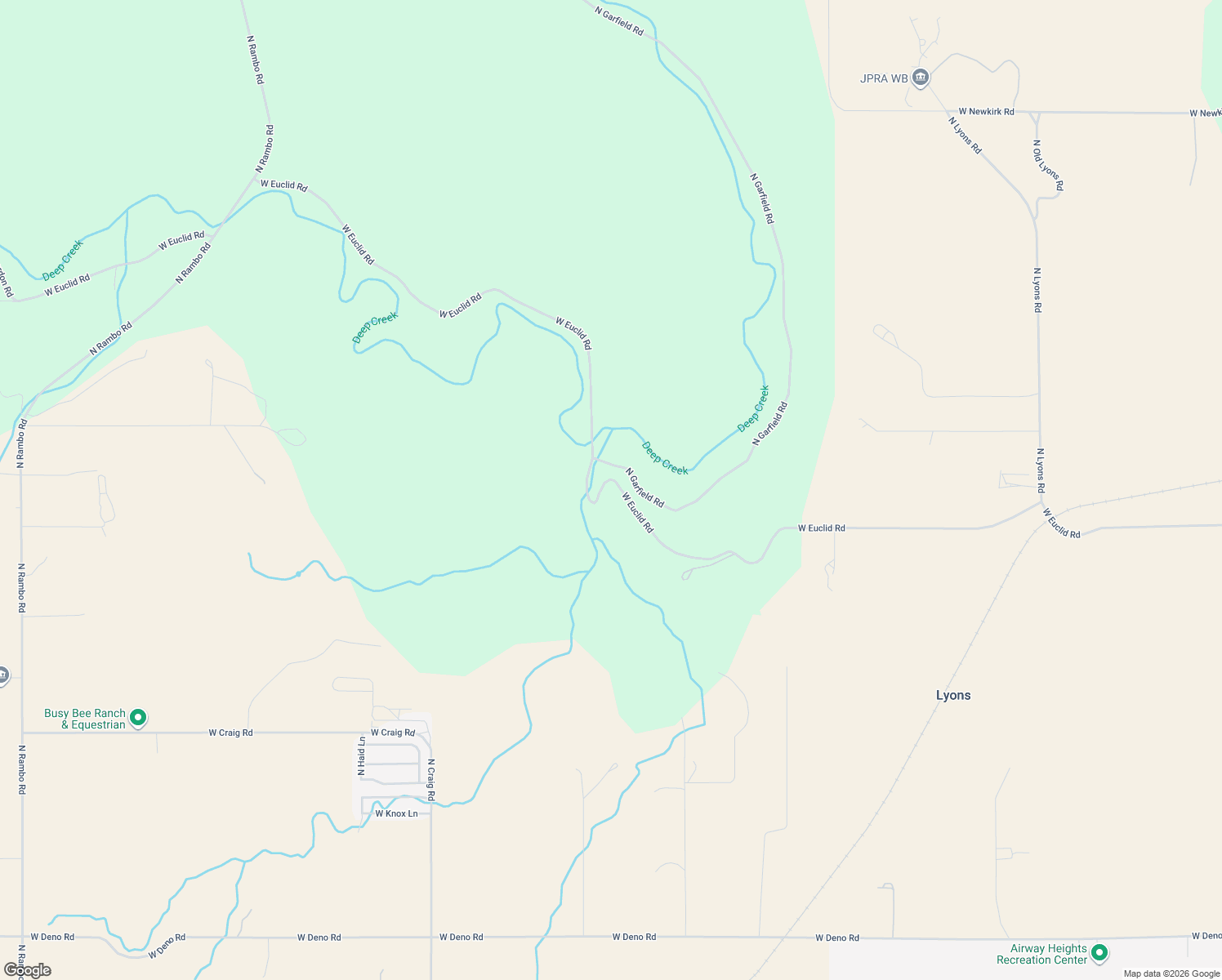 map of restaurants, bars, coffee shops, grocery stores, and more near 13403 West Euclid Road in Spokane