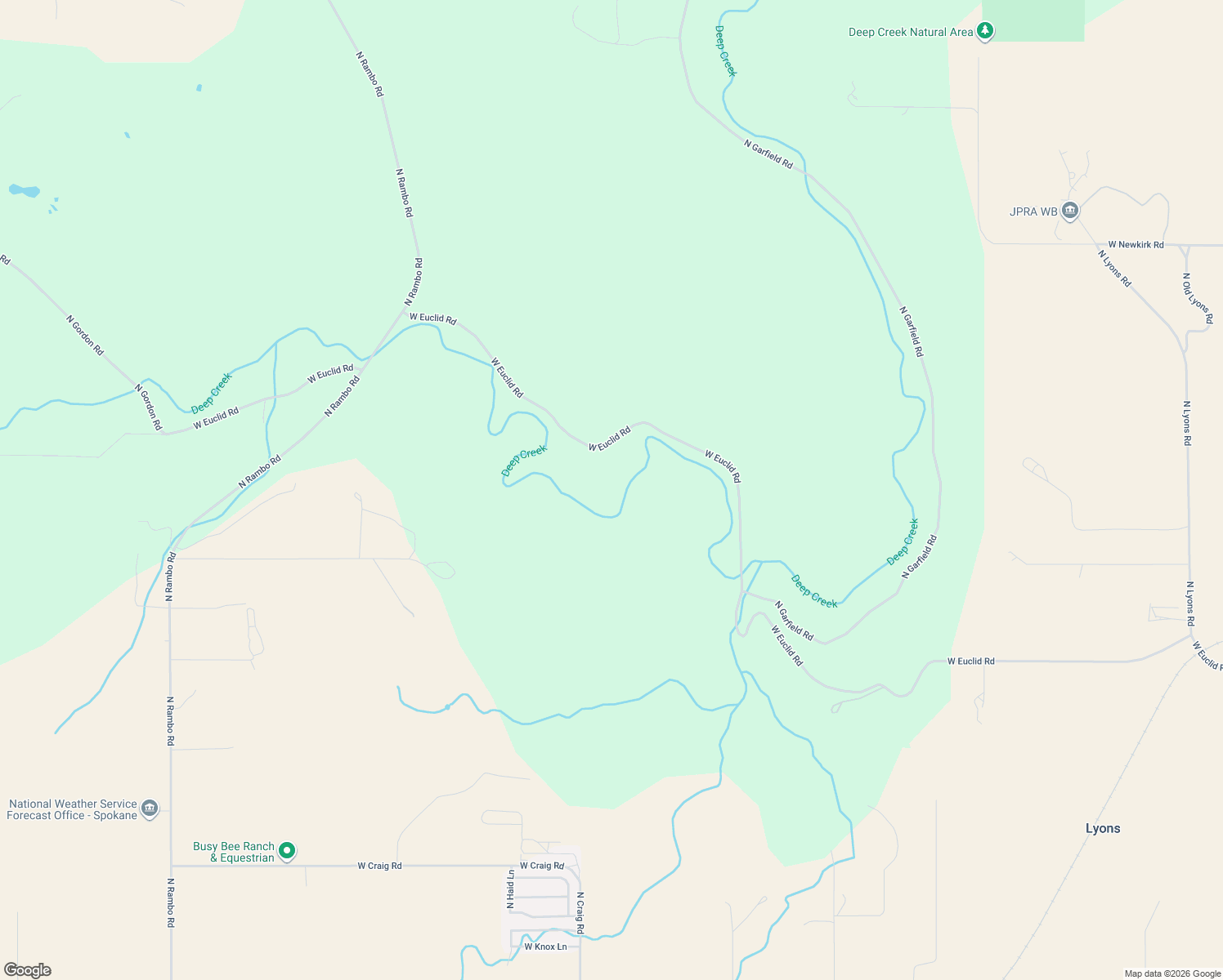 map of restaurants, bars, coffee shops, grocery stores, and more near 13403 West Euclid Road in Spokane