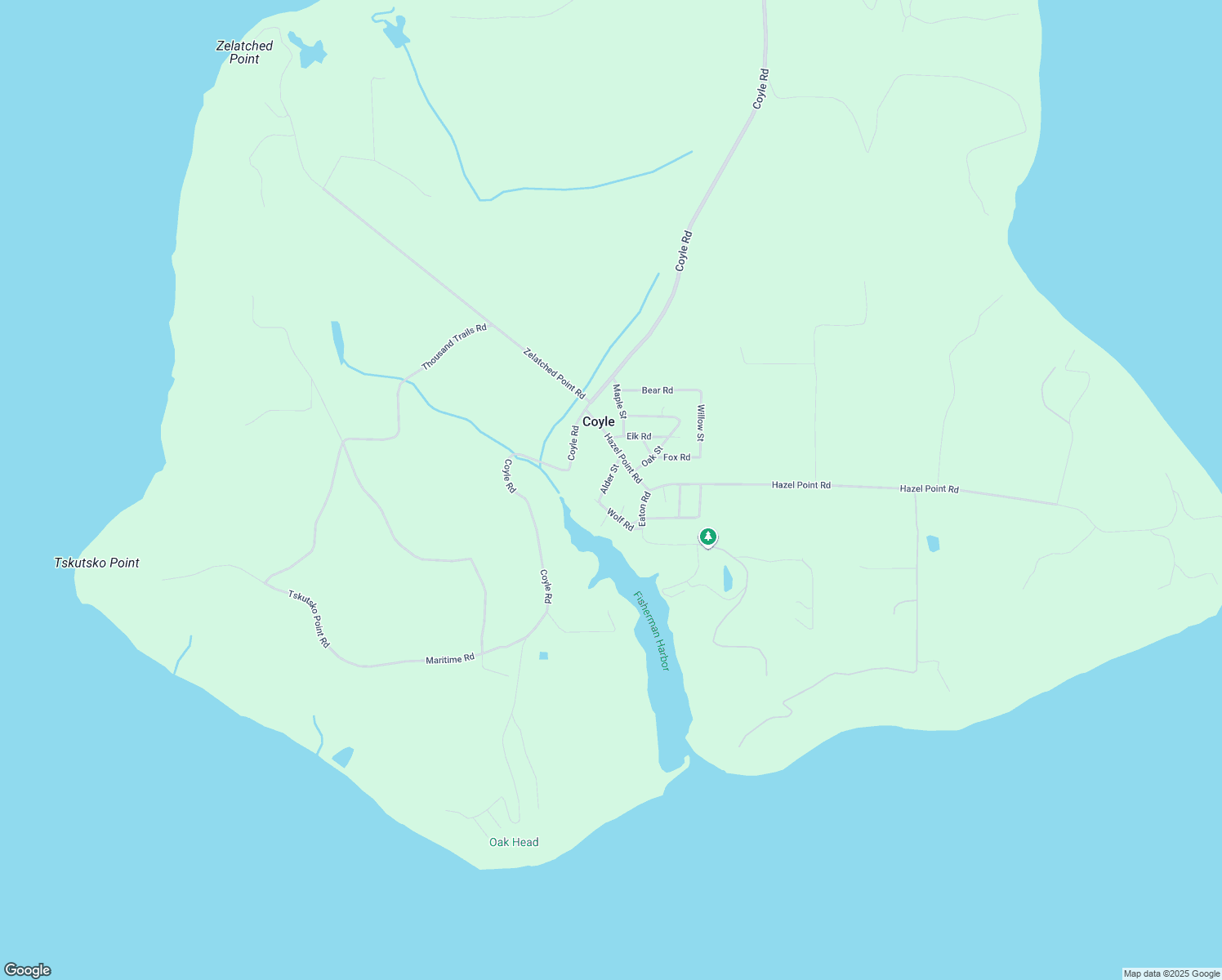 map of restaurants, bars, coffee shops, grocery stores, and more near 121 Alder Street in Quilcene