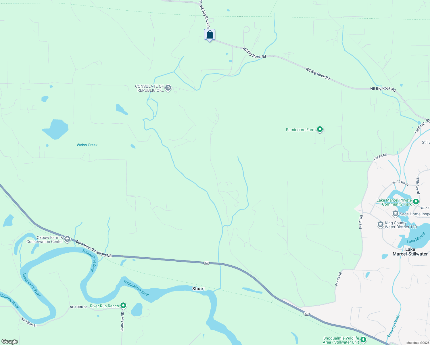 map of restaurants, bars, coffee shops, grocery stores, and more near 11230 296th Avenue Northeast in Carnation