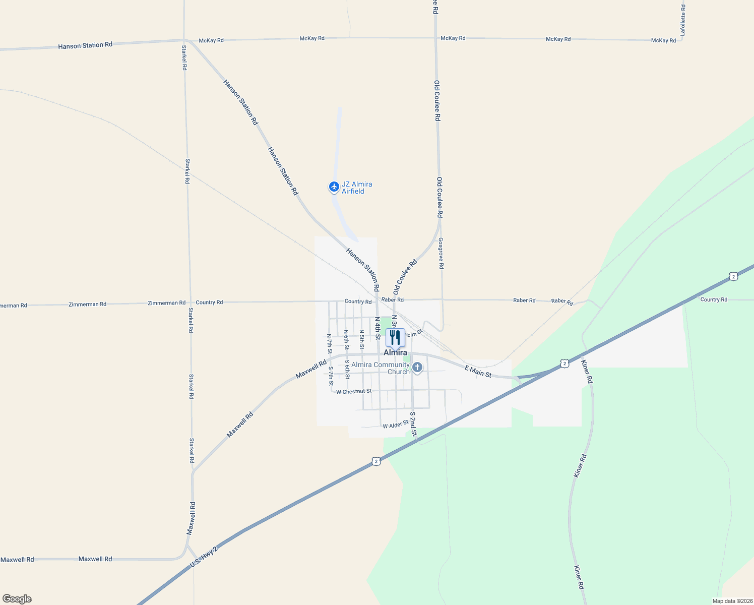 map of restaurants, bars, coffee shops, grocery stores, and more near 213 N 4th St in Almira