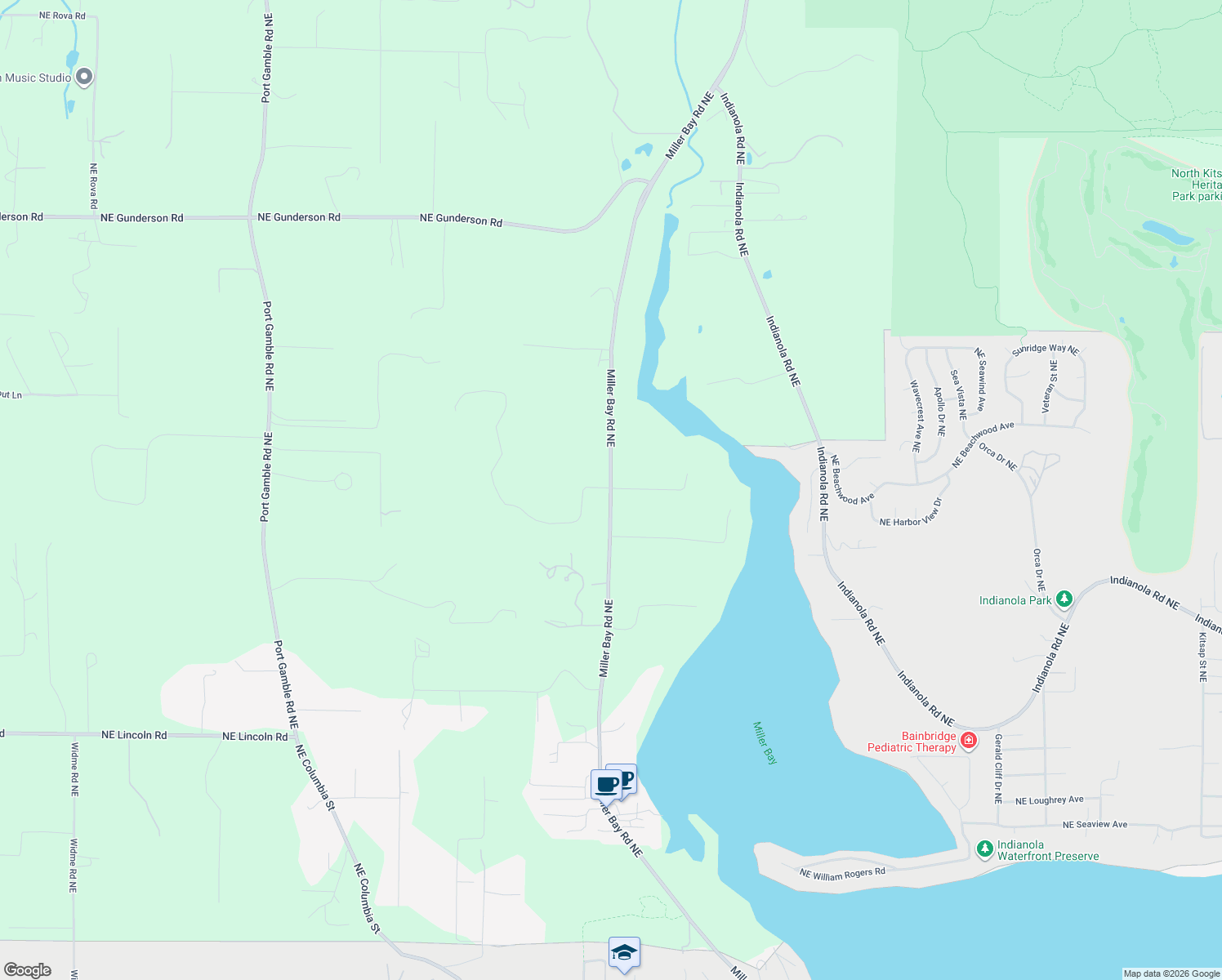 map of restaurants, bars, coffee shops, grocery stores, and more near 21898 Miller Bay Road Northeast in Poulsbo