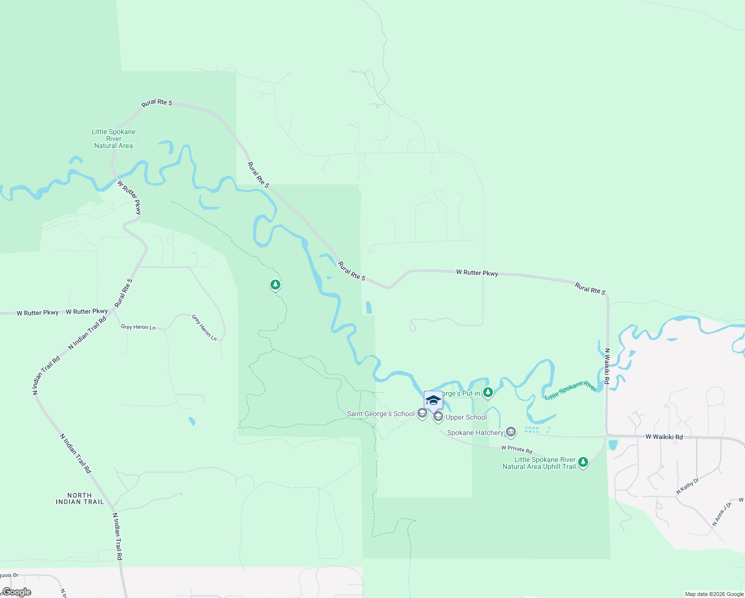 map of restaurants, bars, coffee shops, grocery stores, and more near 4301 West Rutter Parkway in Spokane