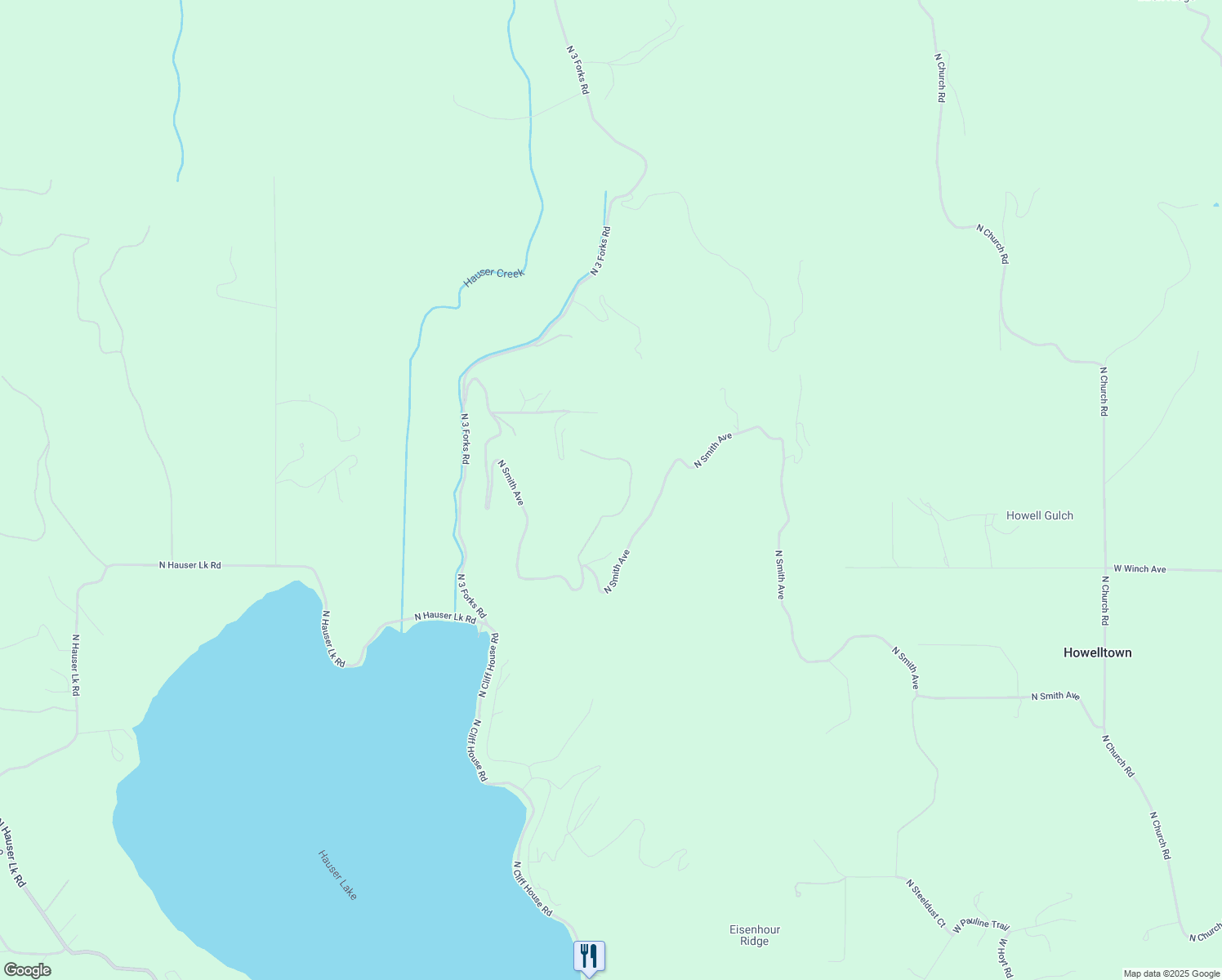 map of restaurants, bars, coffee shops, grocery stores, and more near 15195 North Smith Avenue in Hauser