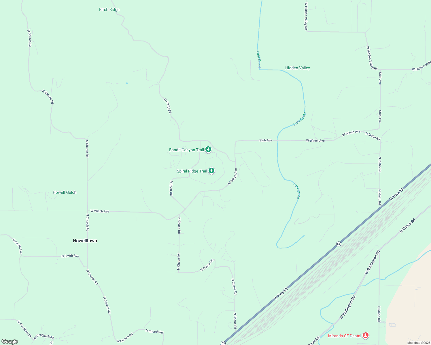 map of restaurants, bars, coffee shops, grocery stores, and more near 13497 North Spiral Ridge Trail in Post Falls