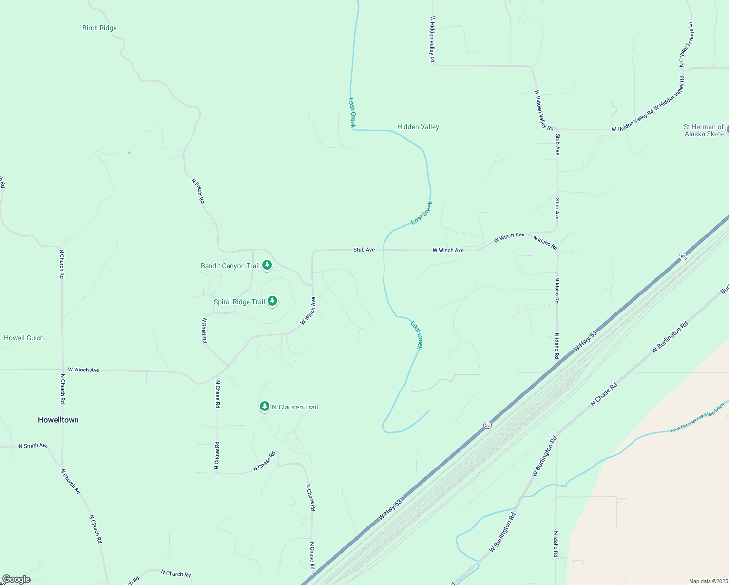 map of restaurants, bars, coffee shops, grocery stores, and more near 12868 West Winch Avenue in Post Falls