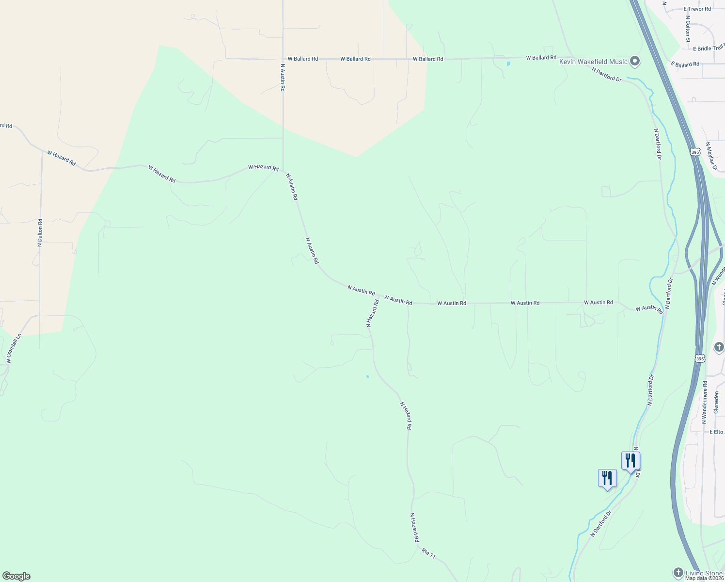 map of restaurants, bars, coffee shops, grocery stores, and more near 15912 North Austin Road in Spokane