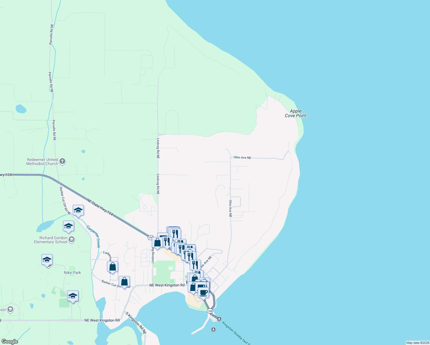 map of restaurants, bars, coffee shops, grocery stores, and more near 27301 Ohio Avenue Northeast in Kingston