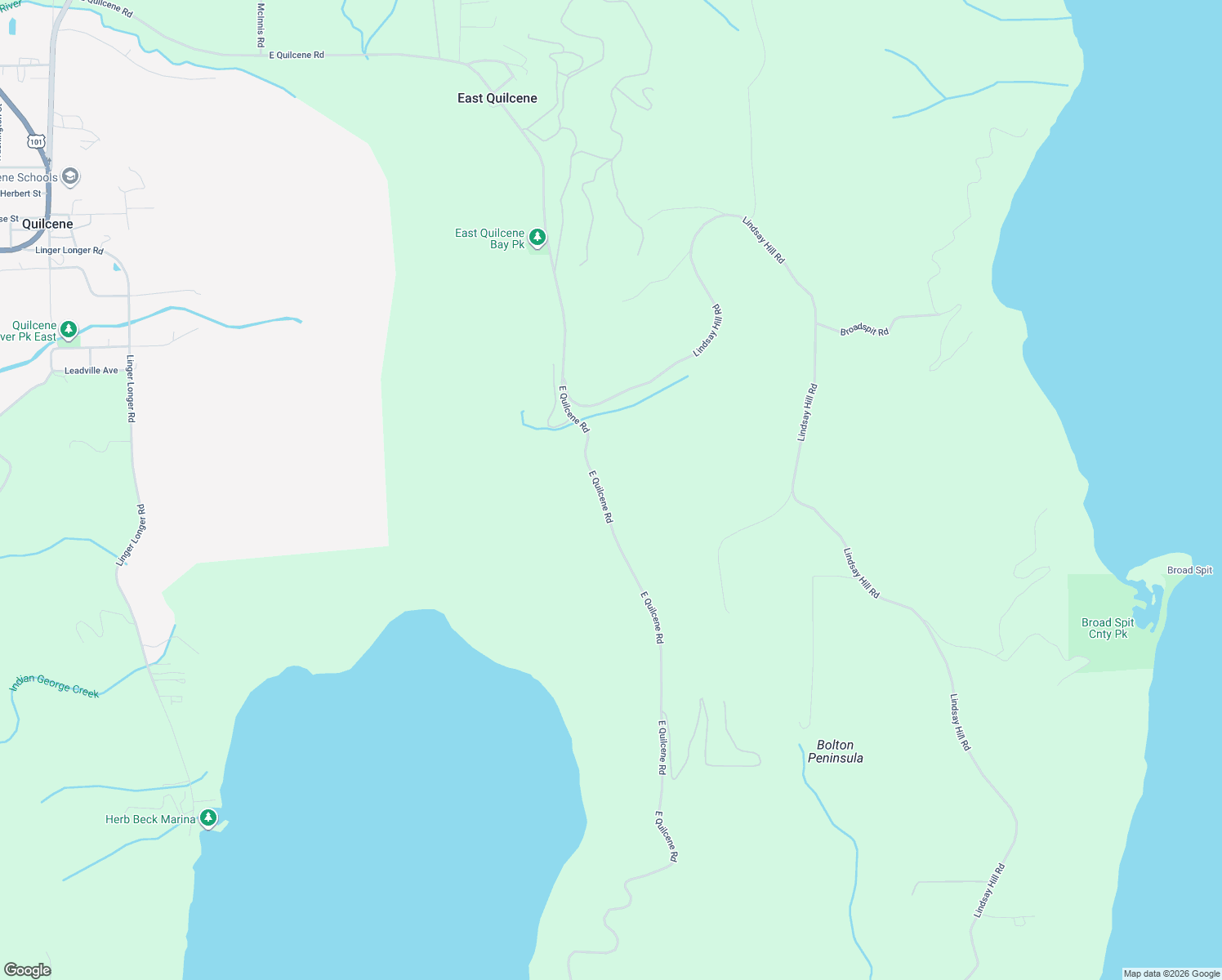 map of restaurants, bars, coffee shops, grocery stores, and more near 2123 East Quilcene Road in Quilcene