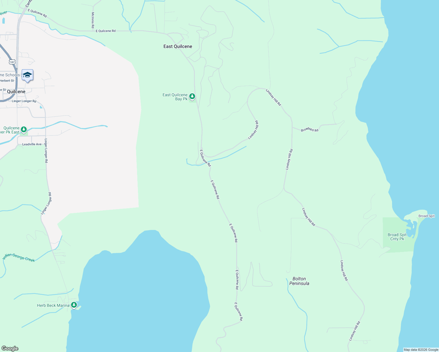 map of restaurants, bars, coffee shops, grocery stores, and more near 2123 East Quilcene Road in Quilcene