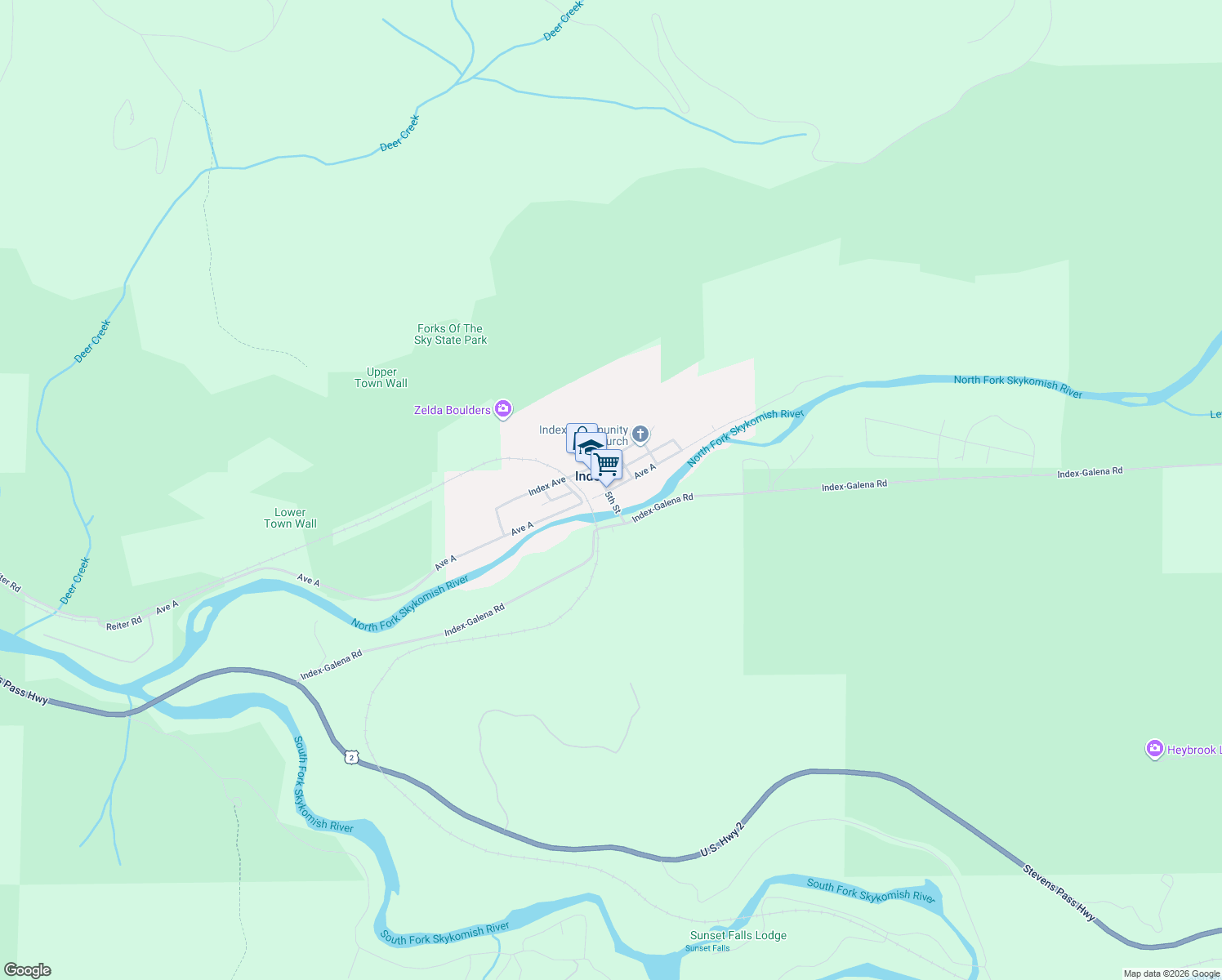 map of restaurants, bars, coffee shops, grocery stores, and more near 512 Ave A in Index