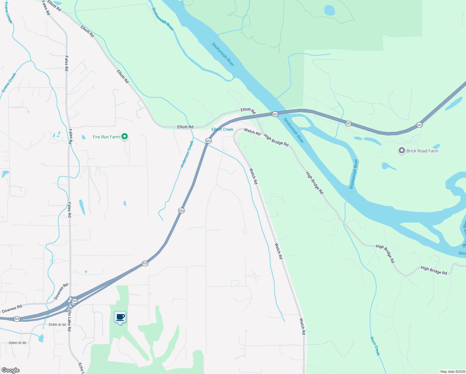 map of restaurants, bars, coffee shops, grocery stores, and more near 19001 131st Drive Southeast in Snohomish