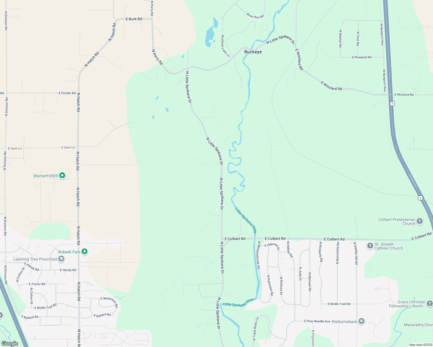 map of restaurants, bars, coffee shops, grocery stores, and more near 19009 North Little Spokane Drive in Colbert