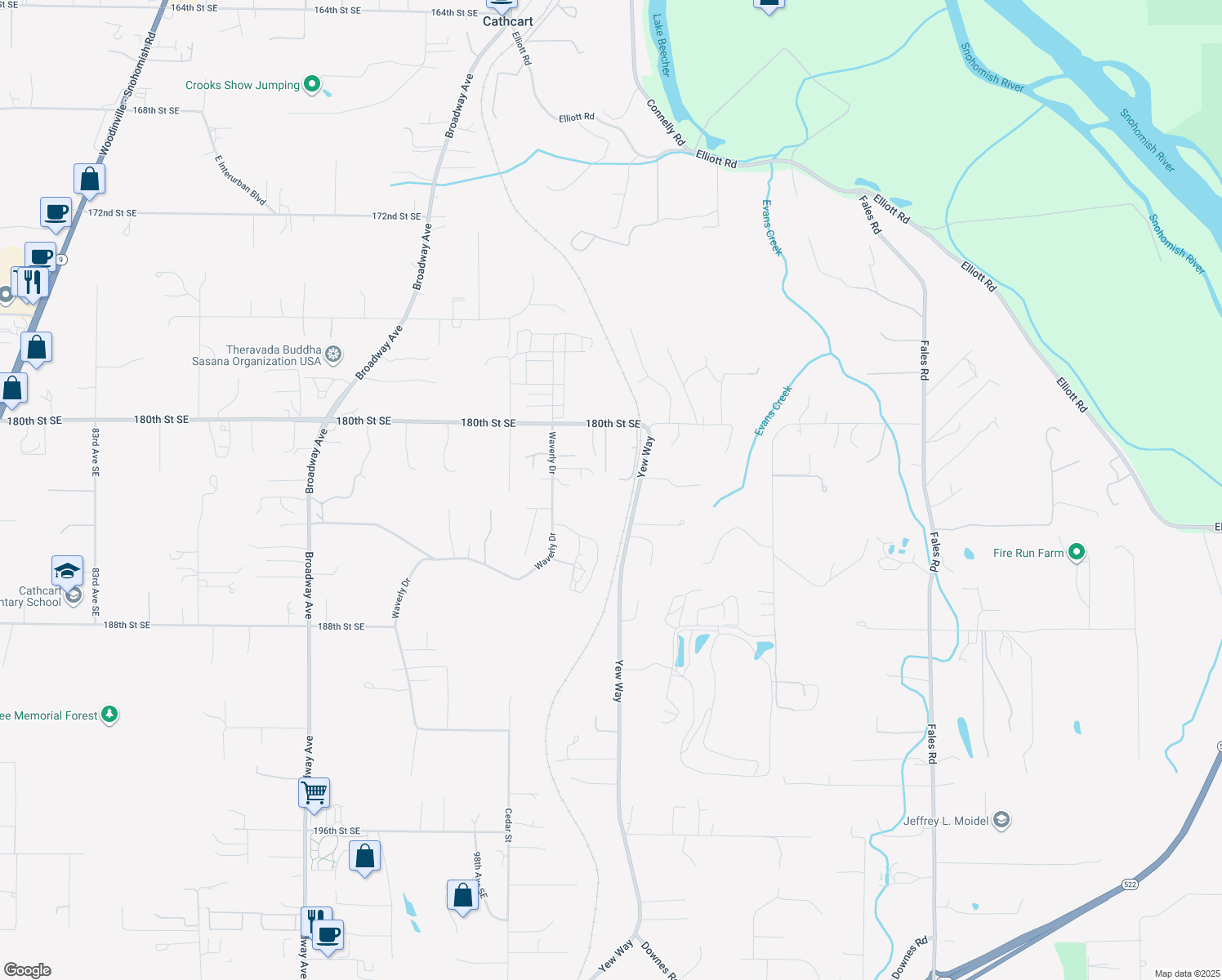 map of restaurants, bars, coffee shops, grocery stores, and more near in Snohomish