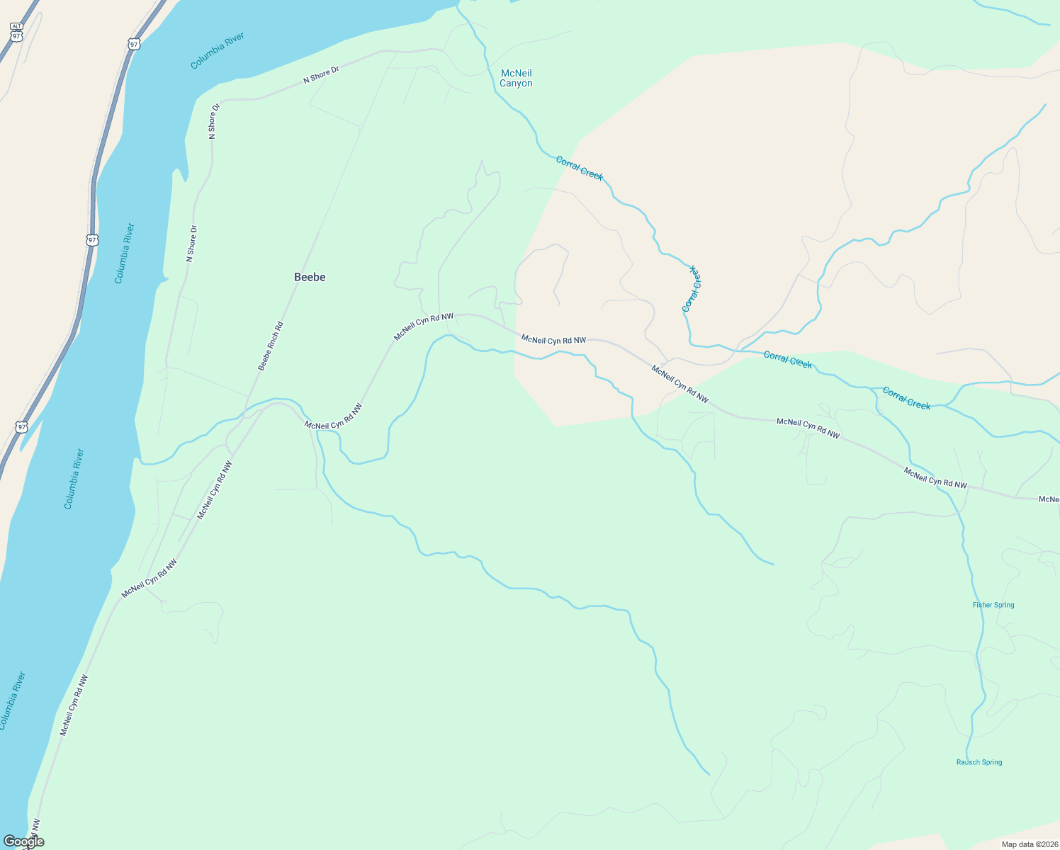 map of restaurants, bars, coffee shops, grocery stores, and more near 178-198 Mc Neil Canyon Road Northwest in Orondo