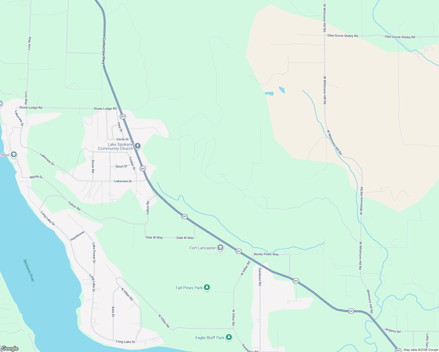 map of restaurants, bars, coffee shops, grocery stores, and more near 6537 Pine Ridge Way in Nine Mile Falls