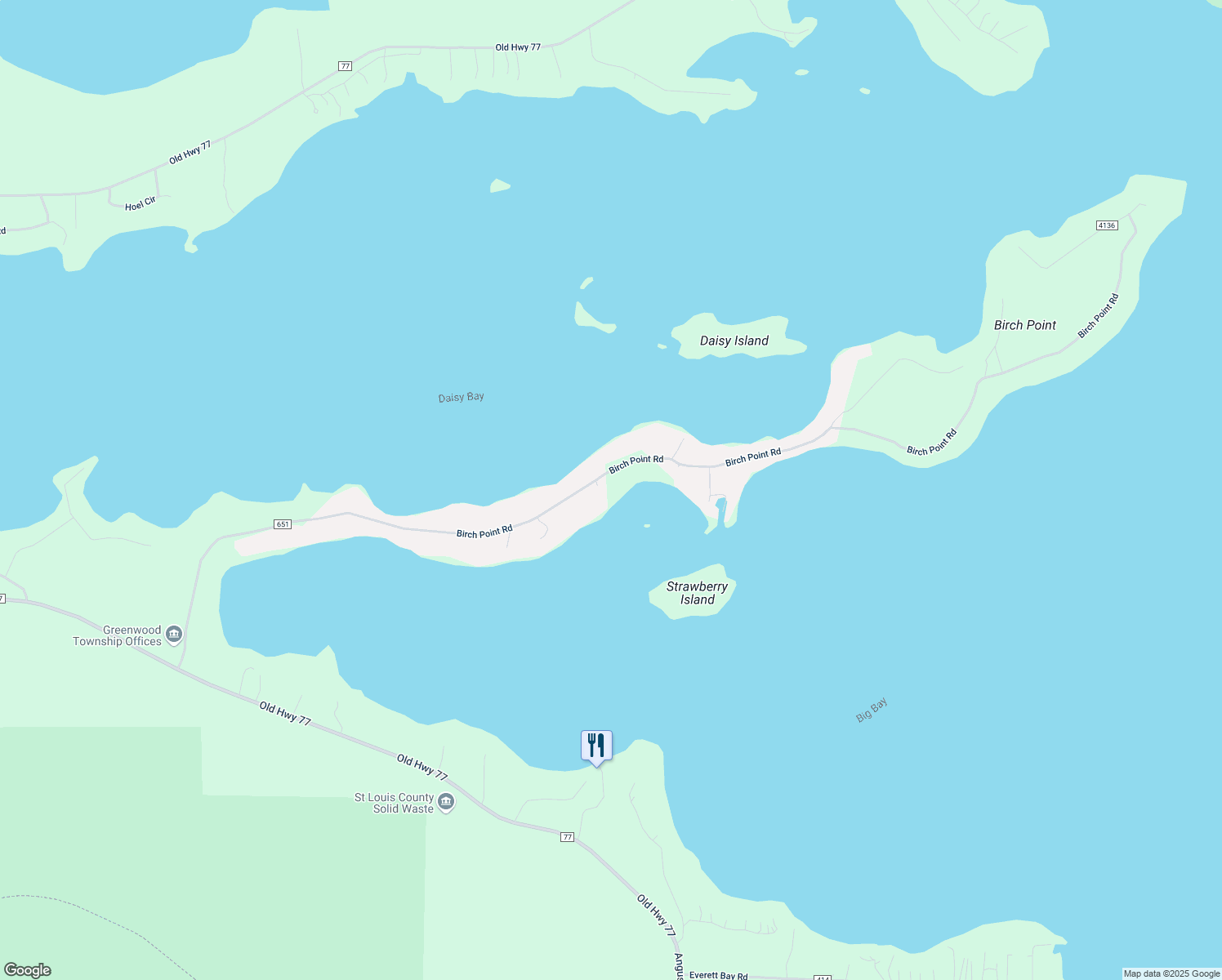 map of restaurants, bars, coffee shops, grocery stores, and more near 2214 Birch Point Rd in Tower