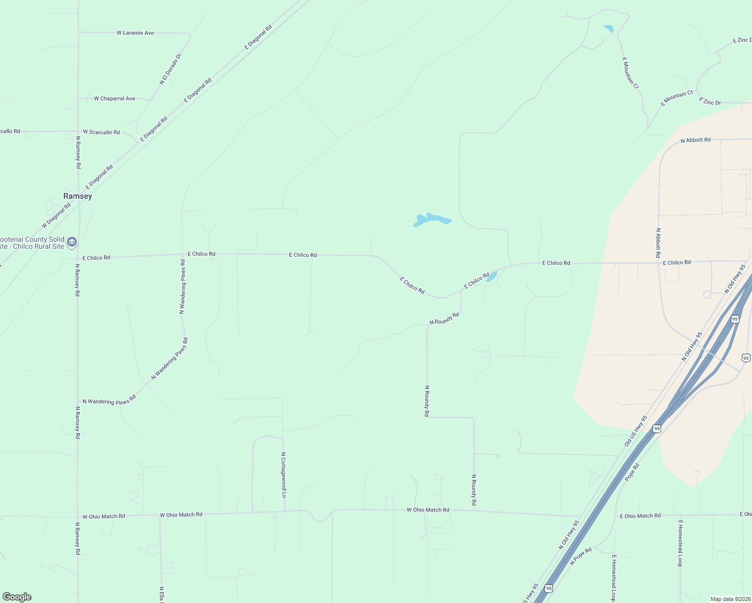 map of restaurants, bars, coffee shops, grocery stores, and more near 1932 East Chilco Road in Rathdrum