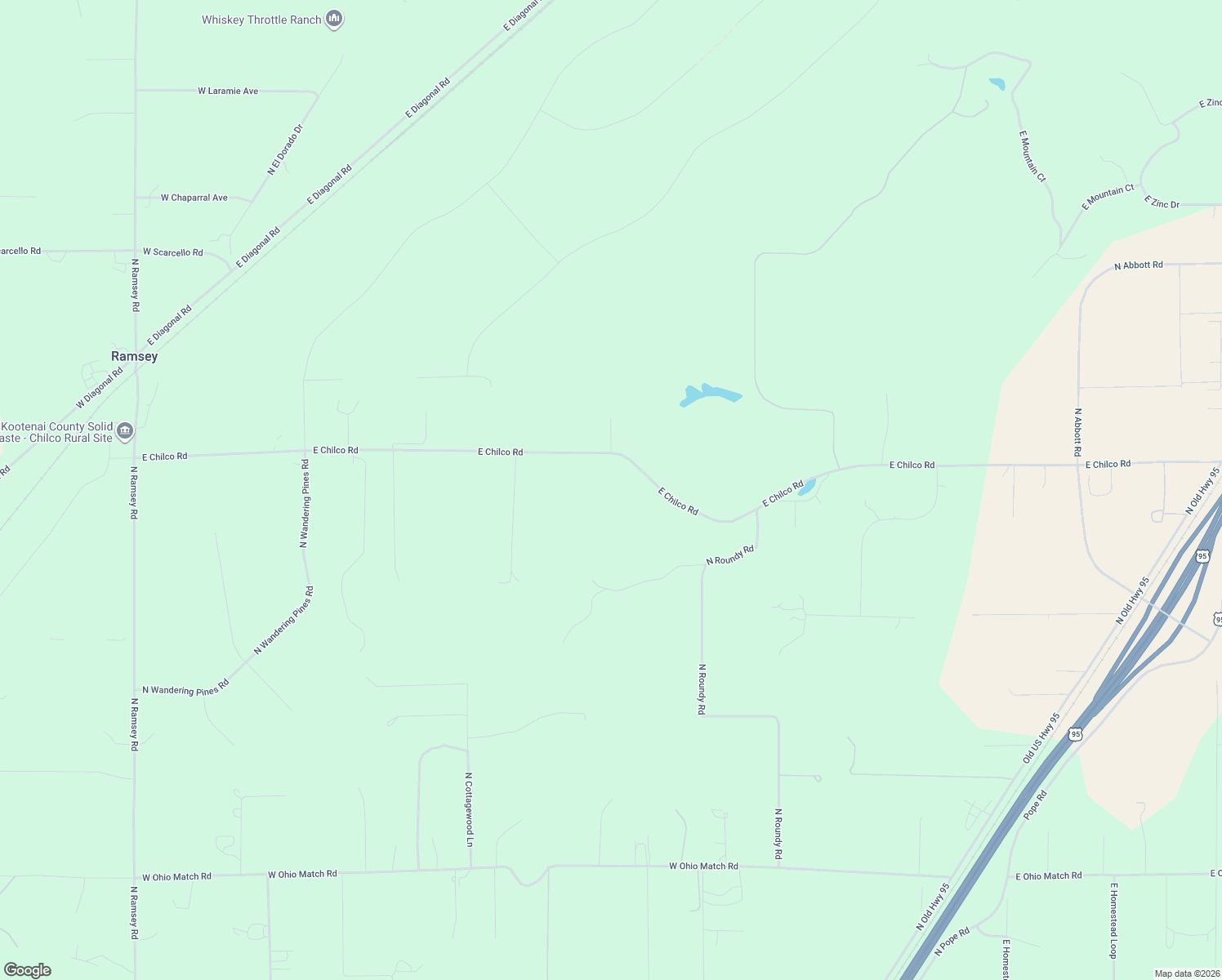 map of restaurants, bars, coffee shops, grocery stores, and more near 1932 East Chilco Road in Rathdrum