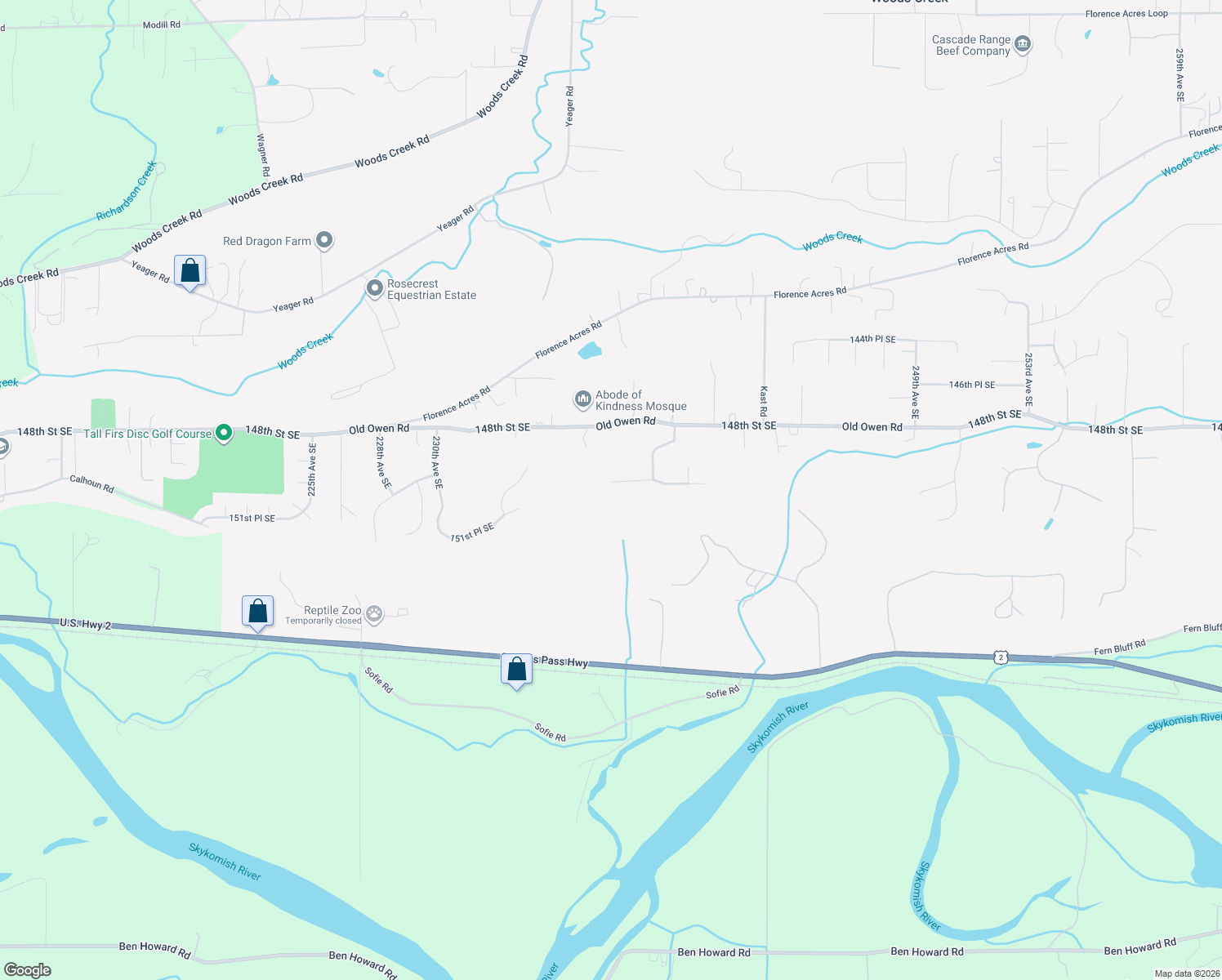 map of restaurants, bars, coffee shops, grocery stores, and more near 23704 150th Street Southeast in Monroe