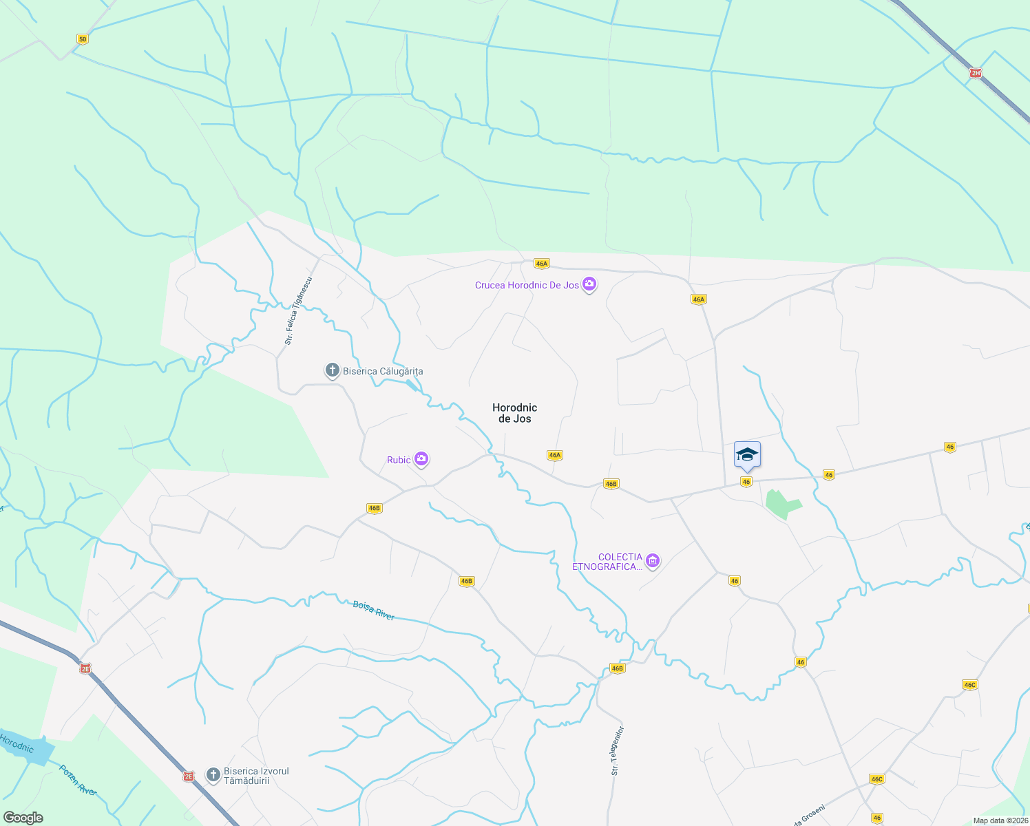 map of restaurants, bars, coffee shops, grocery stores, and more near in Horodnic de Jos