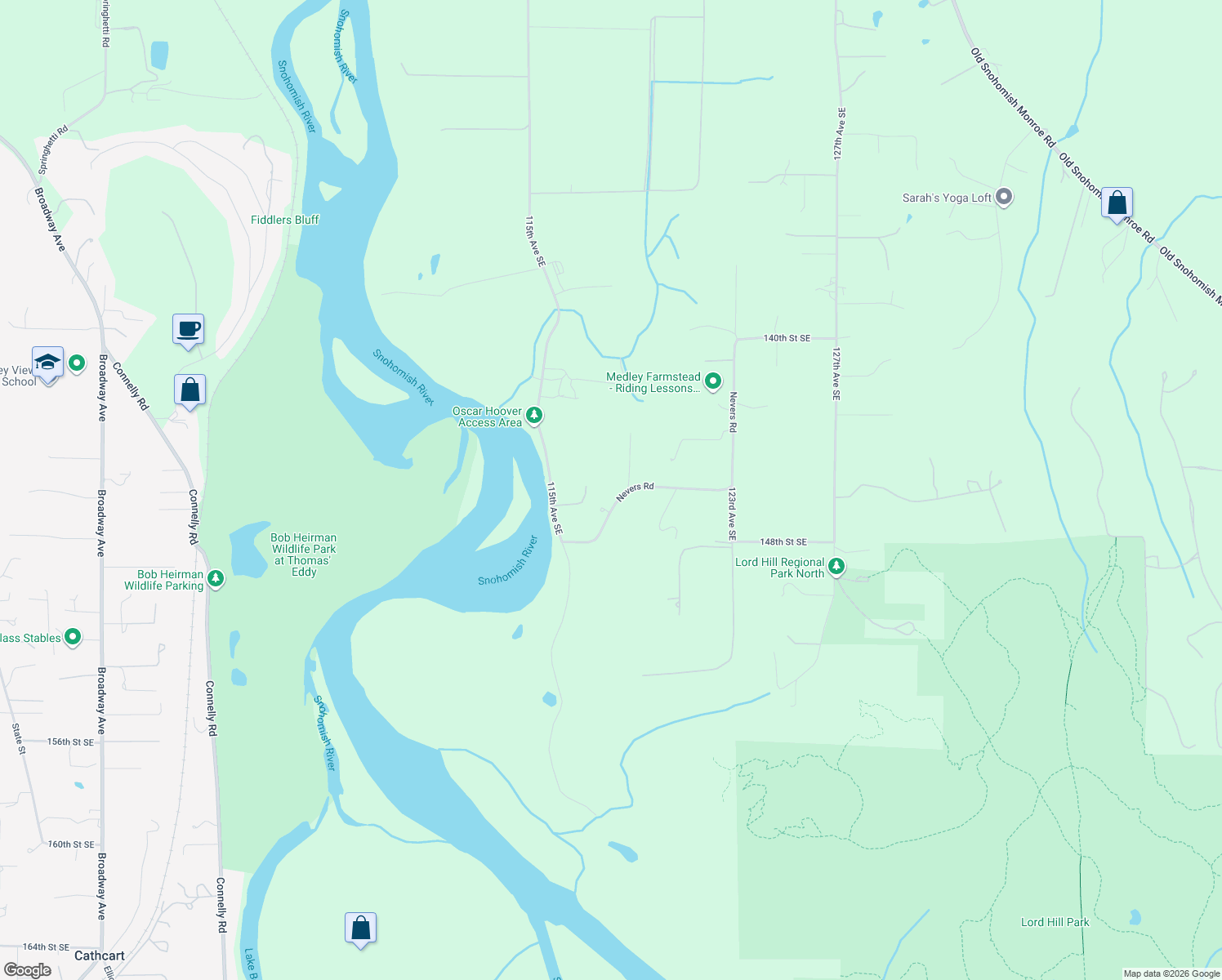 map of restaurants, bars, coffee shops, grocery stores, and more near 11819 Nevers Road in Snohomish