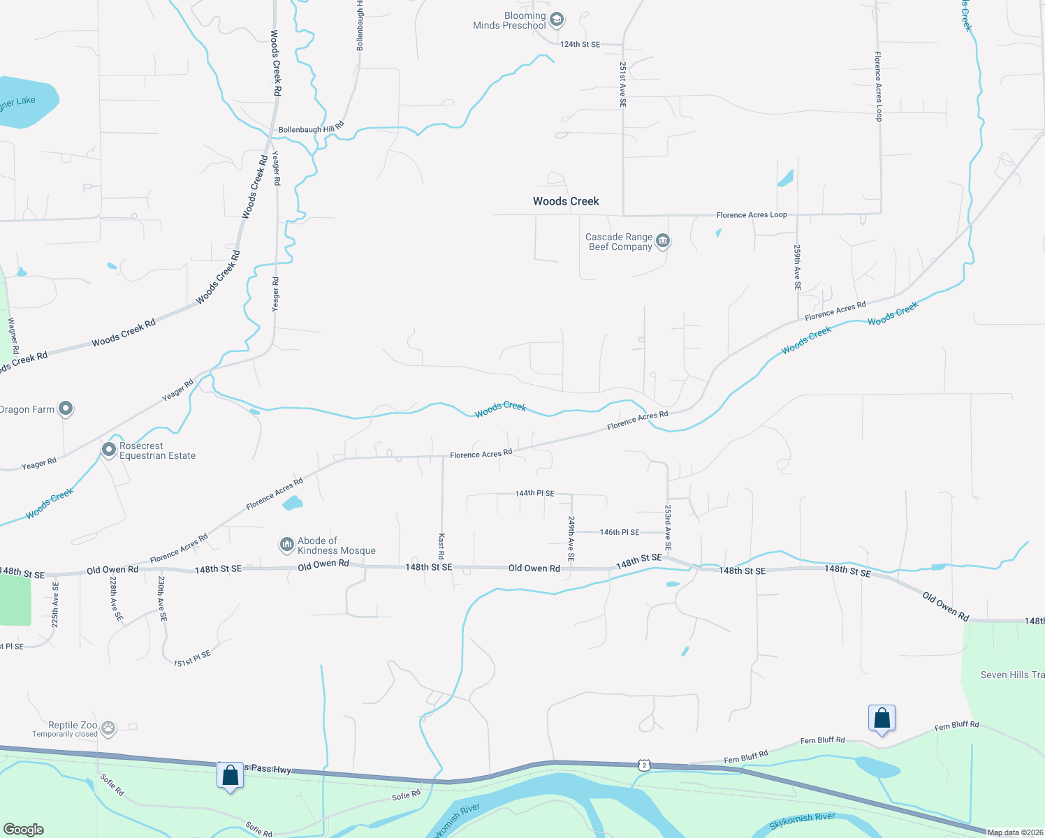 map of restaurants, bars, coffee shops, grocery stores, and more near 24611 Florence Acres Road in Monroe