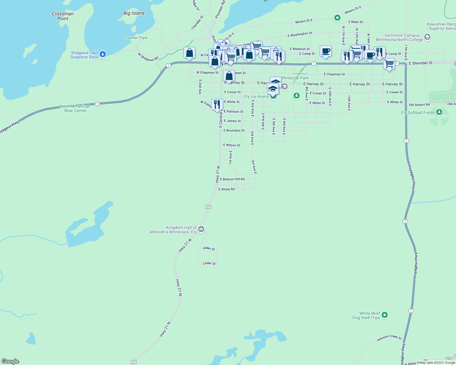 map of restaurants, bars, coffee shops, grocery stores, and more near 30 East Beacon Hill Road in Ely