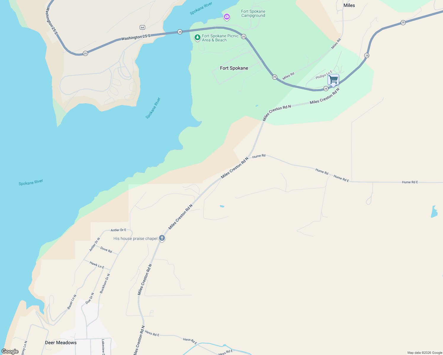 map of restaurants, bars, coffee shops, grocery stores, and more near Miles Creston Road North in Davenport