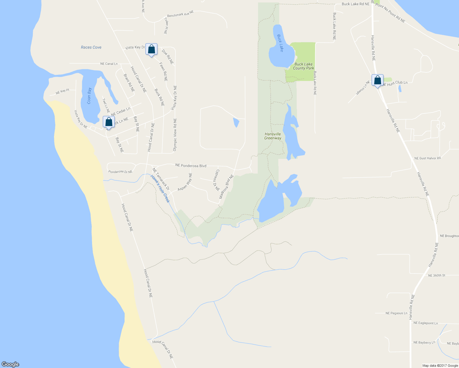 map of restaurants, bars, coffee shops, grocery stores, and more near 36946 Madrona Boulevard Northeast in Hansville