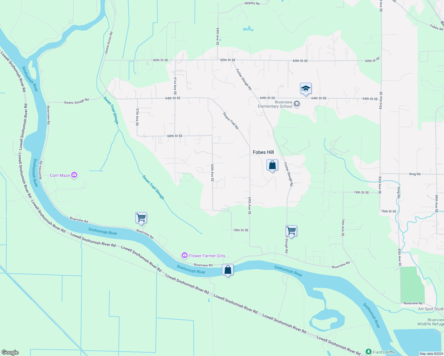 map of restaurants, bars, coffee shops, grocery stores, and more near 7229 65th Avenue Southeast in Snohomish