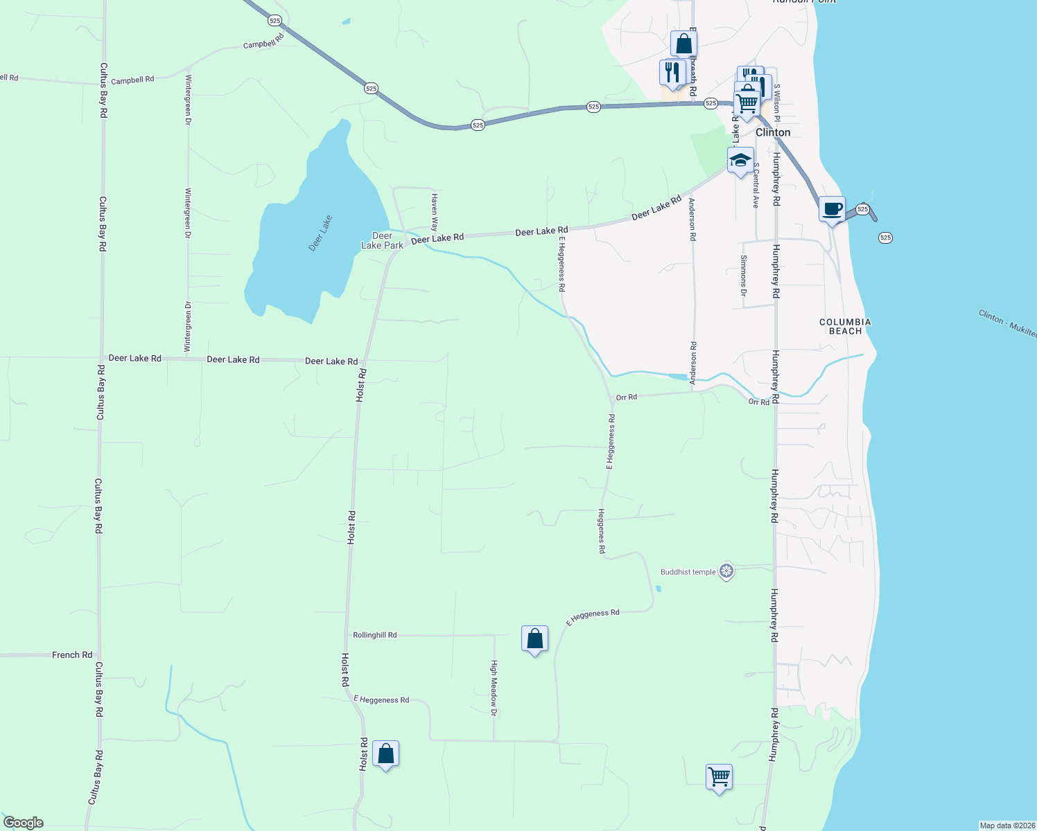 map of restaurants, bars, coffee shops, grocery stores, and more near 4530 Hilltop Drive in Clinton