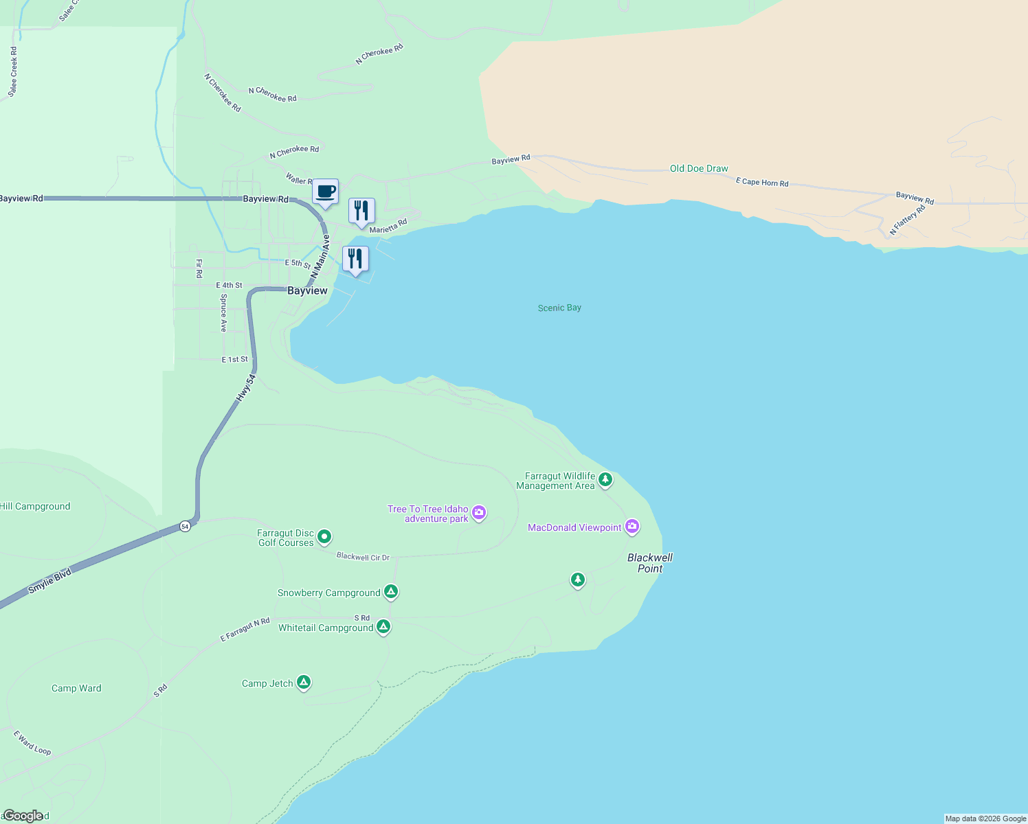 map of restaurants, bars, coffee shops, grocery stores, and more near East Hudson Bay Road in Athol