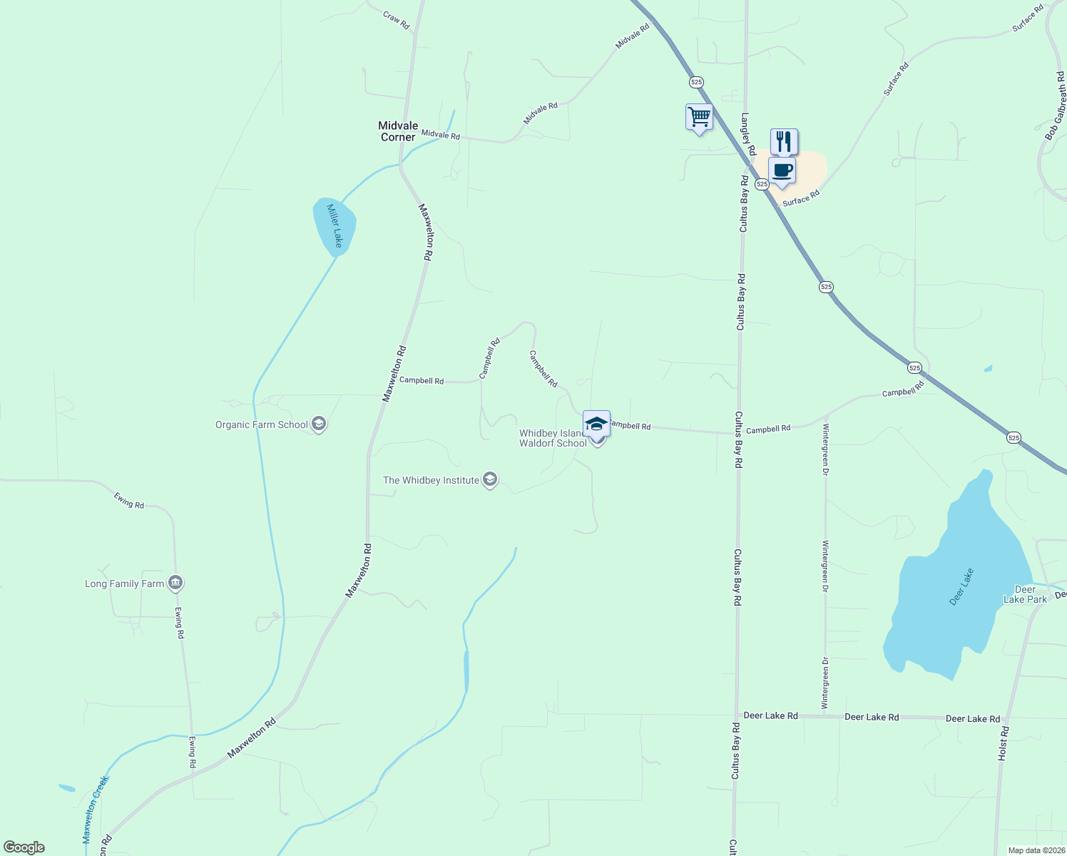 map of restaurants, bars, coffee shops, grocery stores, and more near 3794 Campbell Road in Clinton