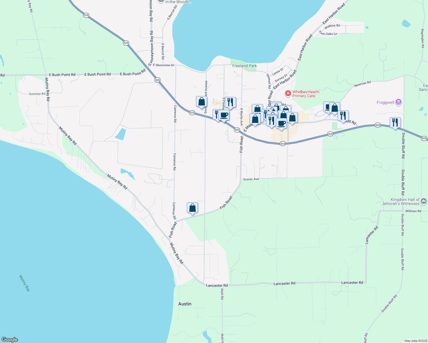 map of restaurants, bars, coffee shops, grocery stores, and more near 5707 Woodard Avenue in Freeland