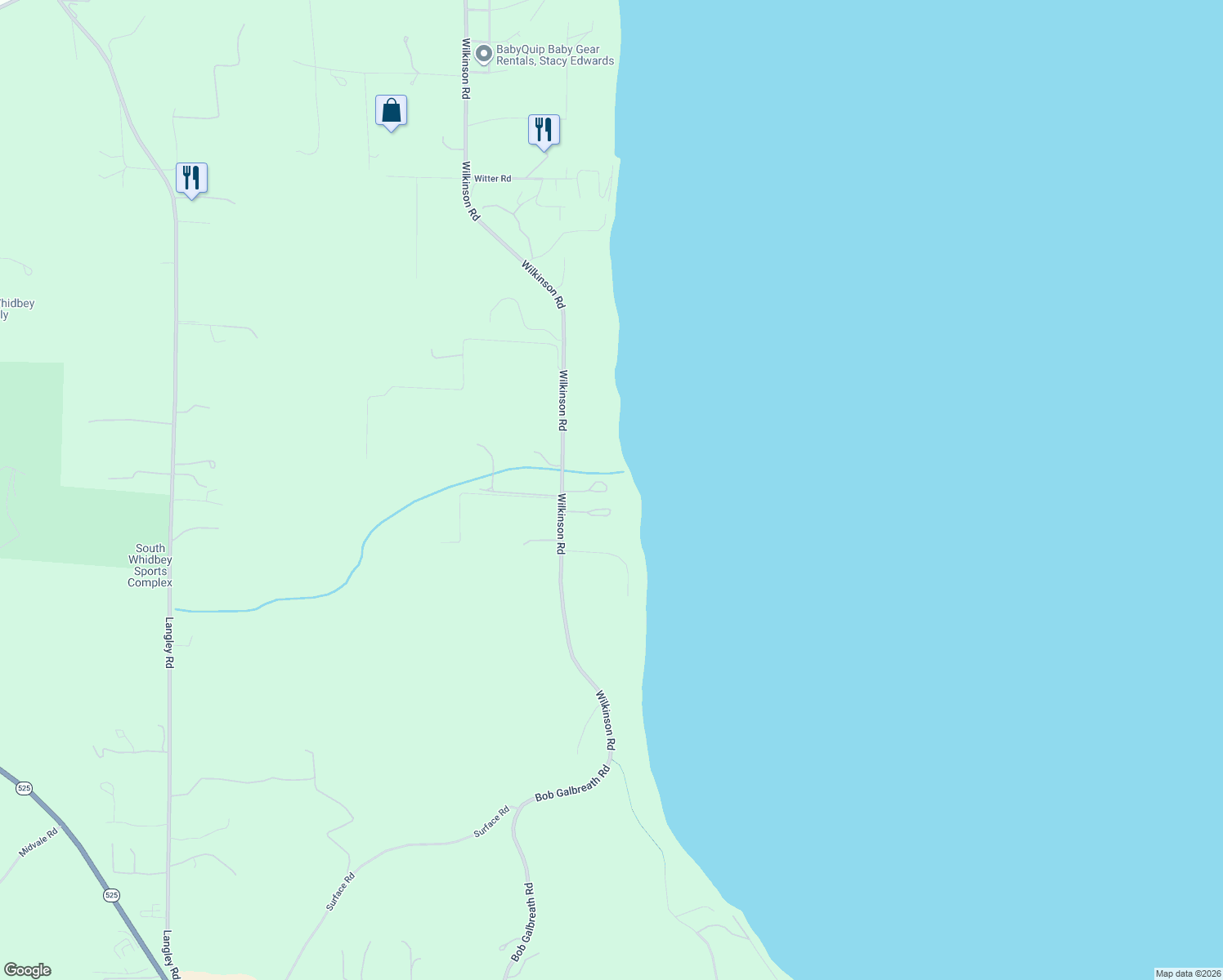 map of restaurants, bars, coffee shops, grocery stores, and more near 5477 Wilkinson Road in Langley