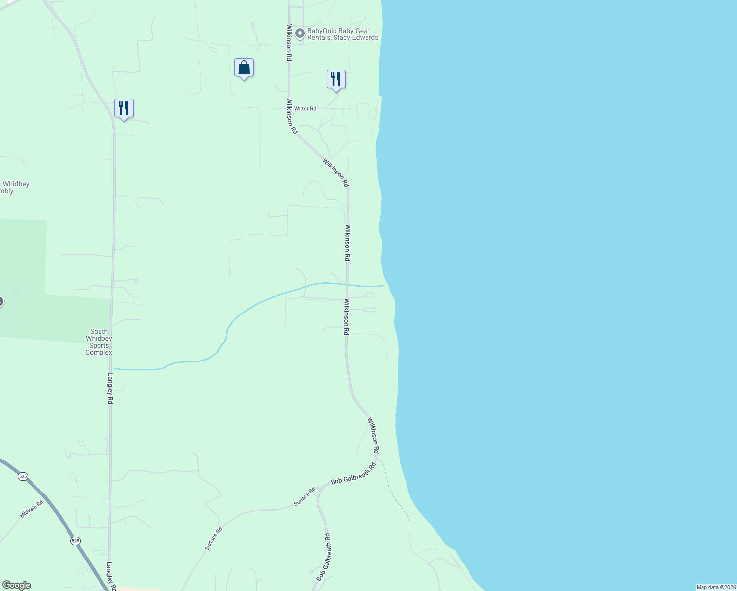 map of restaurants, bars, coffee shops, grocery stores, and more near 5477 Wilkinson Road in Langley