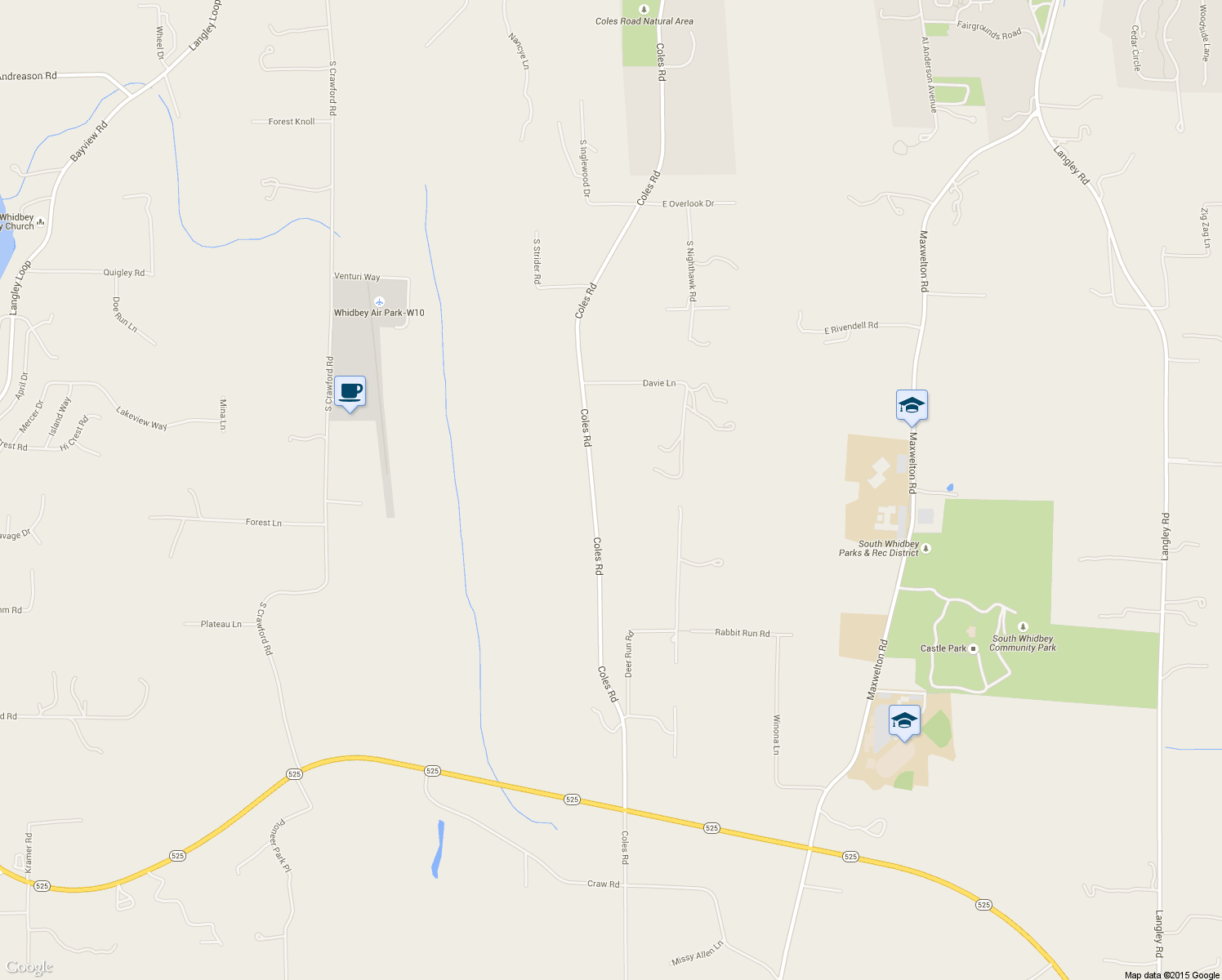 map of restaurants, bars, coffee shops, grocery stores, and more near 5423 Coles Road in Langley