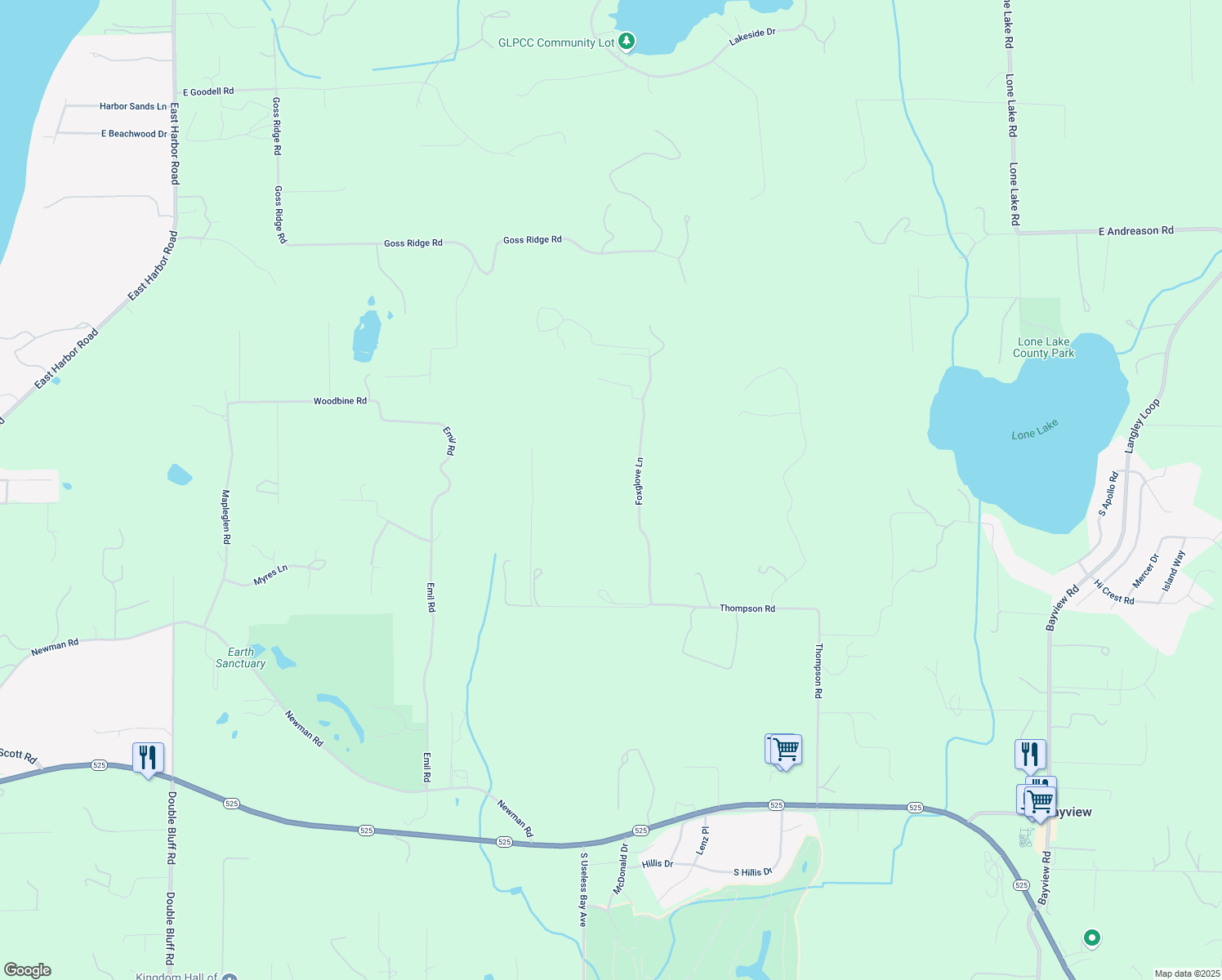 map of restaurants, bars, coffee shops, grocery stores, and more near 5280 Foxglove Ln in Langley