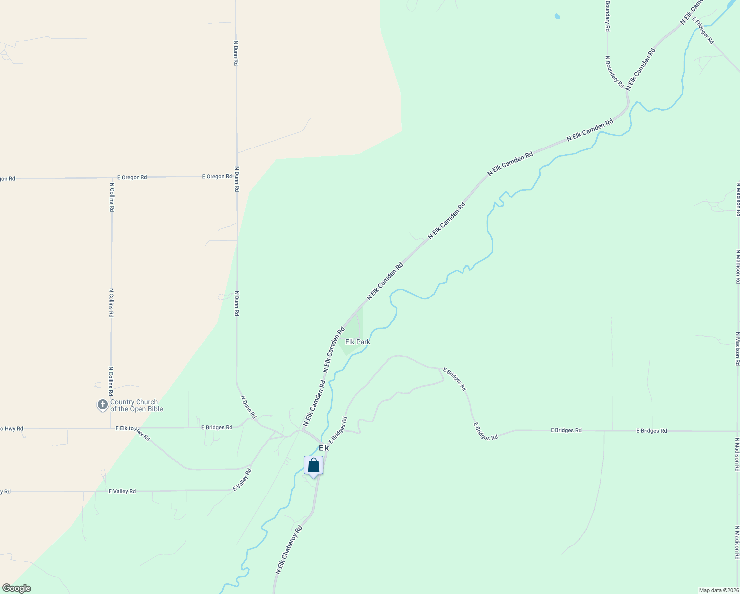 map of restaurants, bars, coffee shops, grocery stores, and more near 40620 North Elk Camden Road in Elk