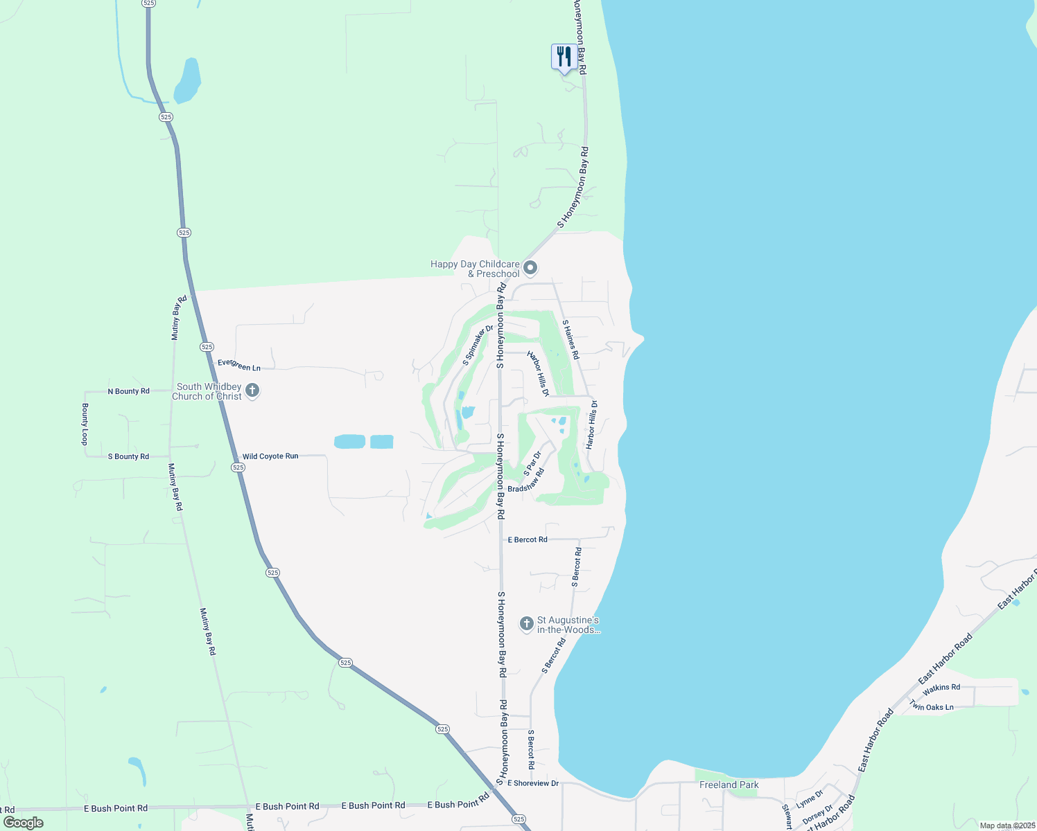 map of restaurants, bars, coffee shops, grocery stores, and more near Holmes Harbor Golf Trail in Freeland
