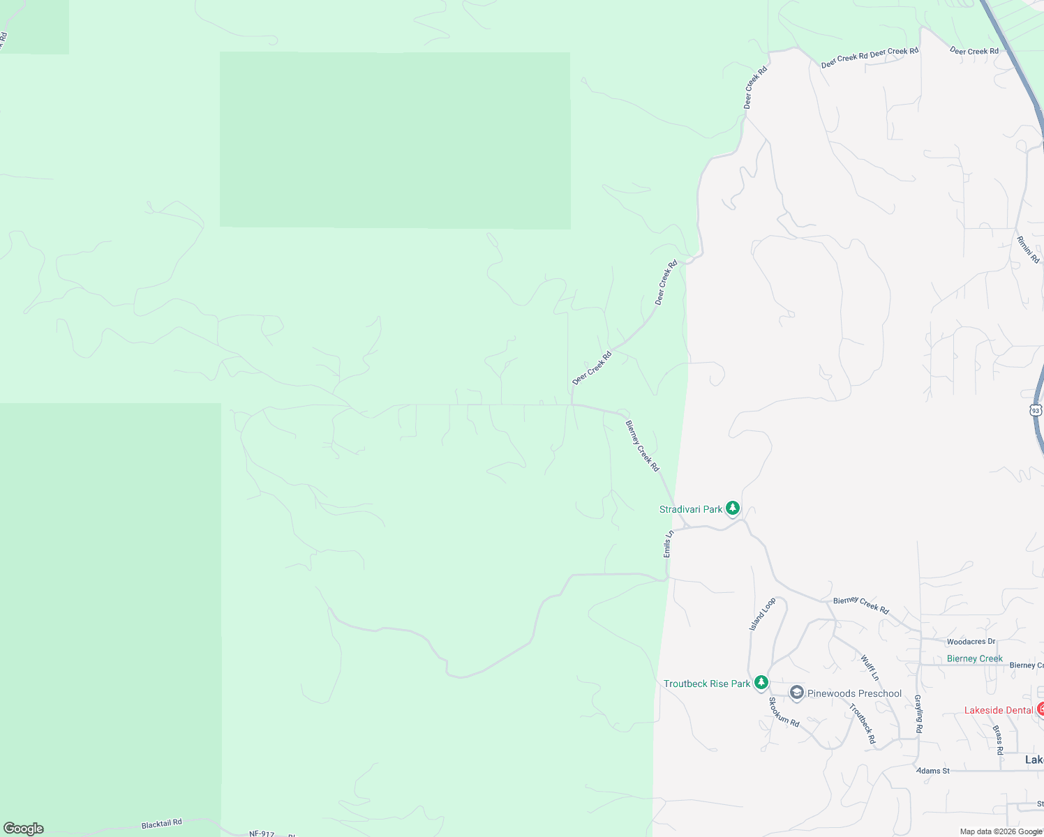 map of restaurants, bars, coffee shops, grocery stores, and more near 1110-1160 Bierney Creek Rd in Lakeside