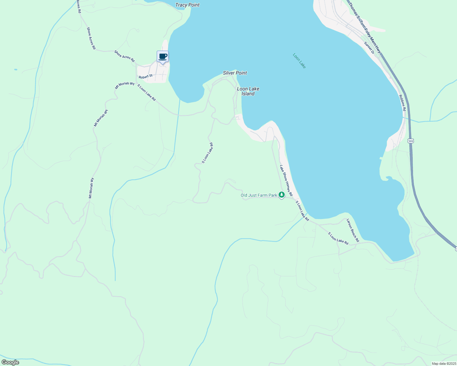 map of restaurants, bars, coffee shops, grocery stores, and more near South Loon Lake Road in Stevens County