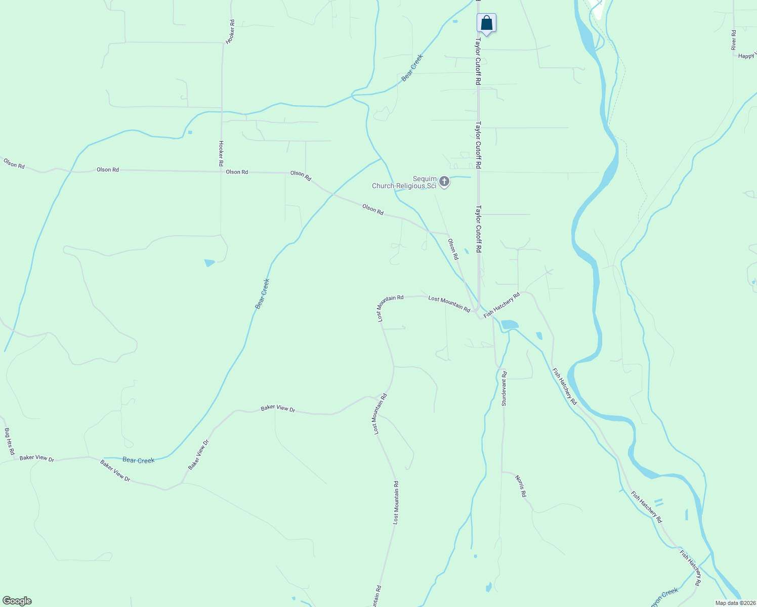 map of restaurants, bars, coffee shops, grocery stores, and more near 1750 Lost Mountain Road in Sequim