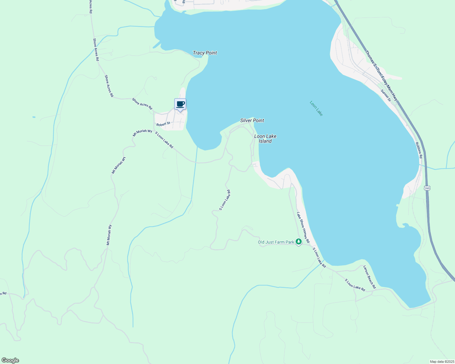 map of restaurants, bars, coffee shops, grocery stores, and more near South Loon Lake Road in Stevens County