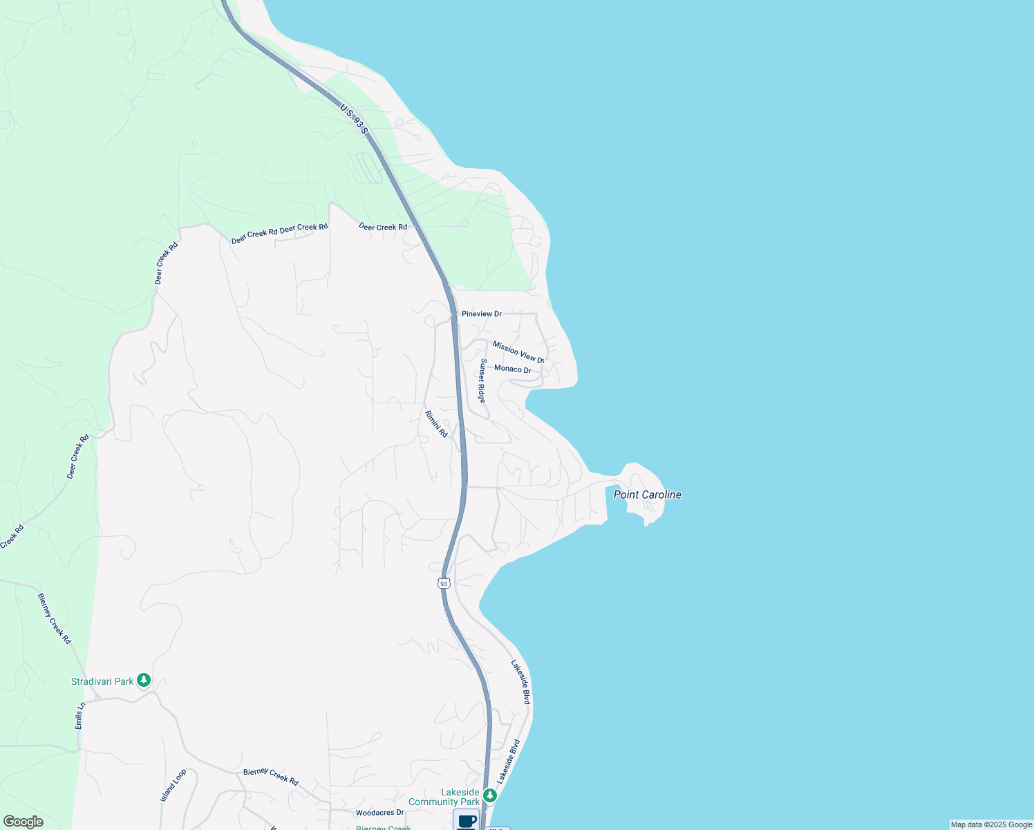 map of restaurants, bars, coffee shops, grocery stores, and more near 205 Lakeshore Dr in Lakeside