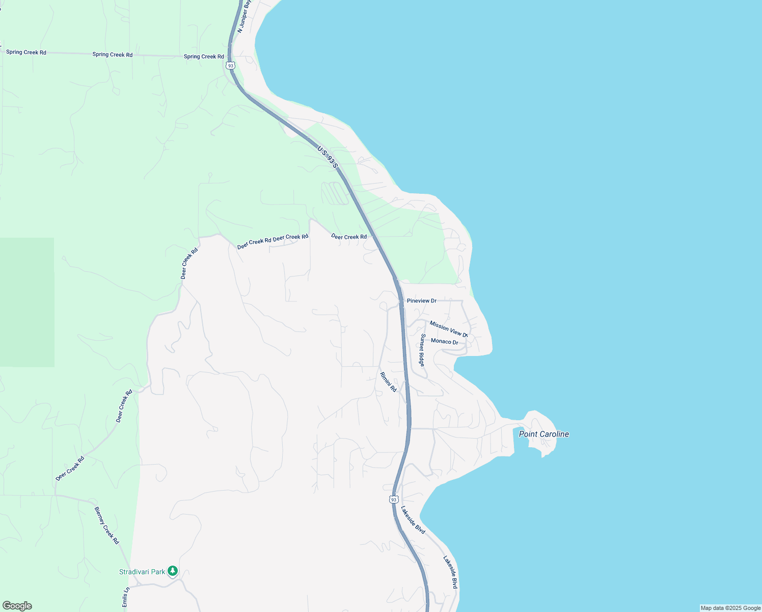 map of restaurants, bars, coffee shops, grocery stores, and more near 105-125 Rimini Road in Lakeside