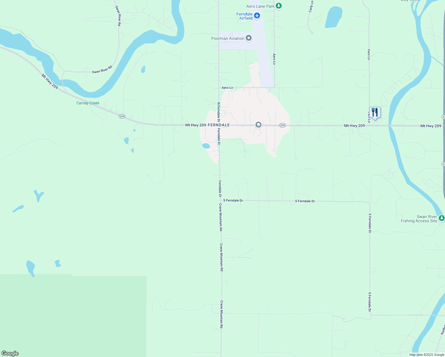 map of restaurants, bars, coffee shops, grocery stores, and more near 331 South Ferndale Drive in Bigfork