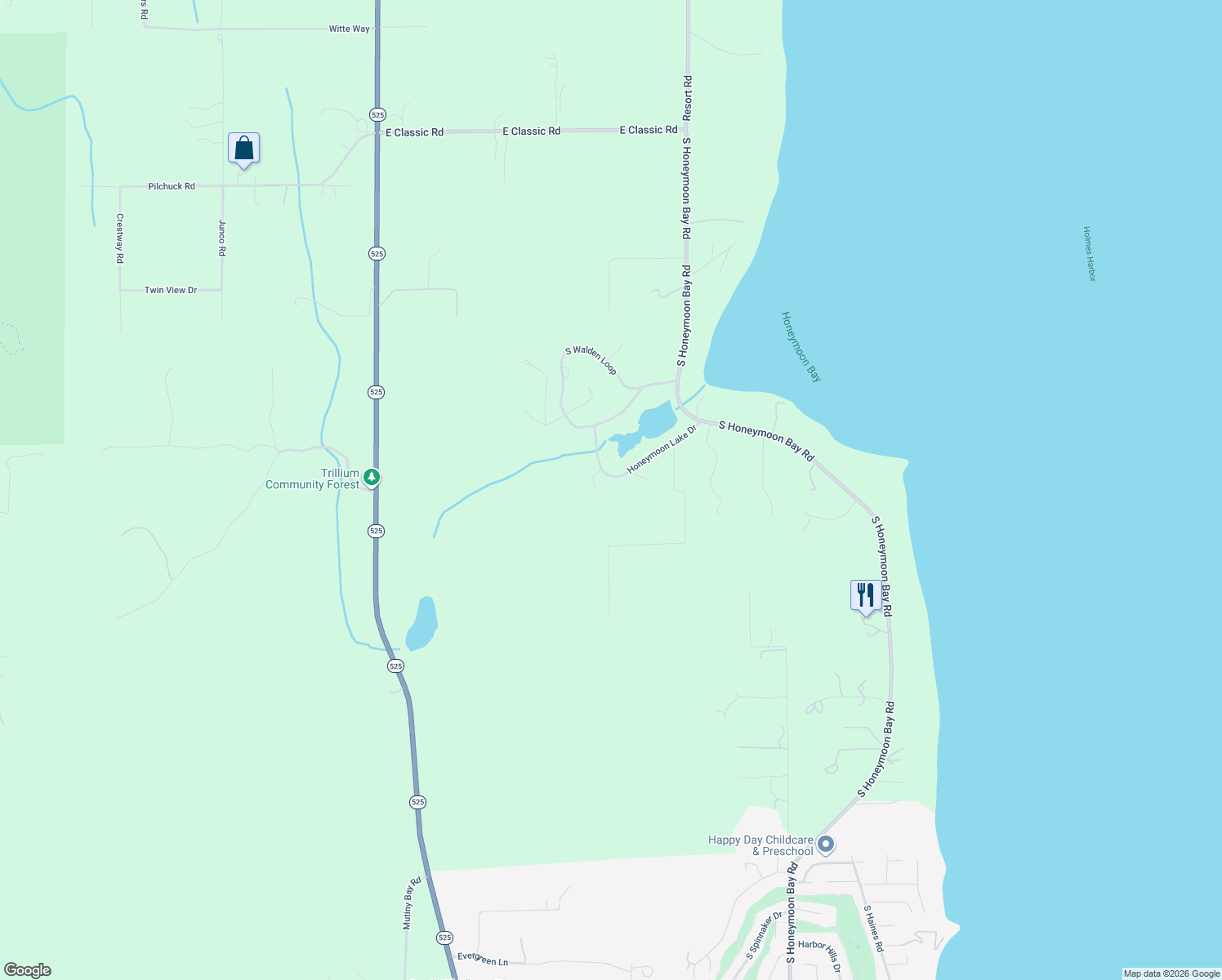 map of restaurants, bars, coffee shops, grocery stores, and more near 1124 Honeymoon Lake Drive in Greenbank